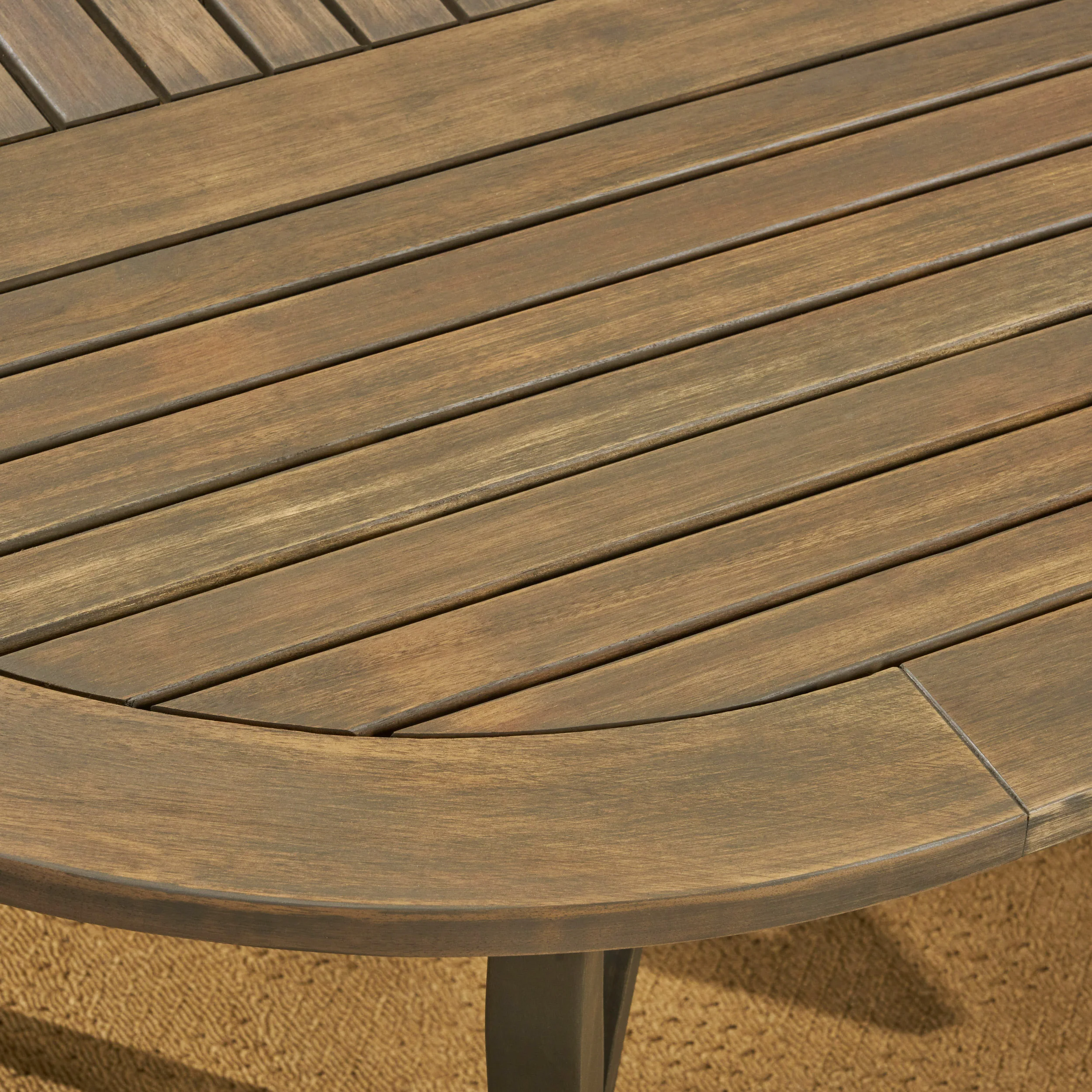 Pitts Outdoor Acacia Wood 6 Seater Patio Dining Set with Mesh Seats - furnishings
