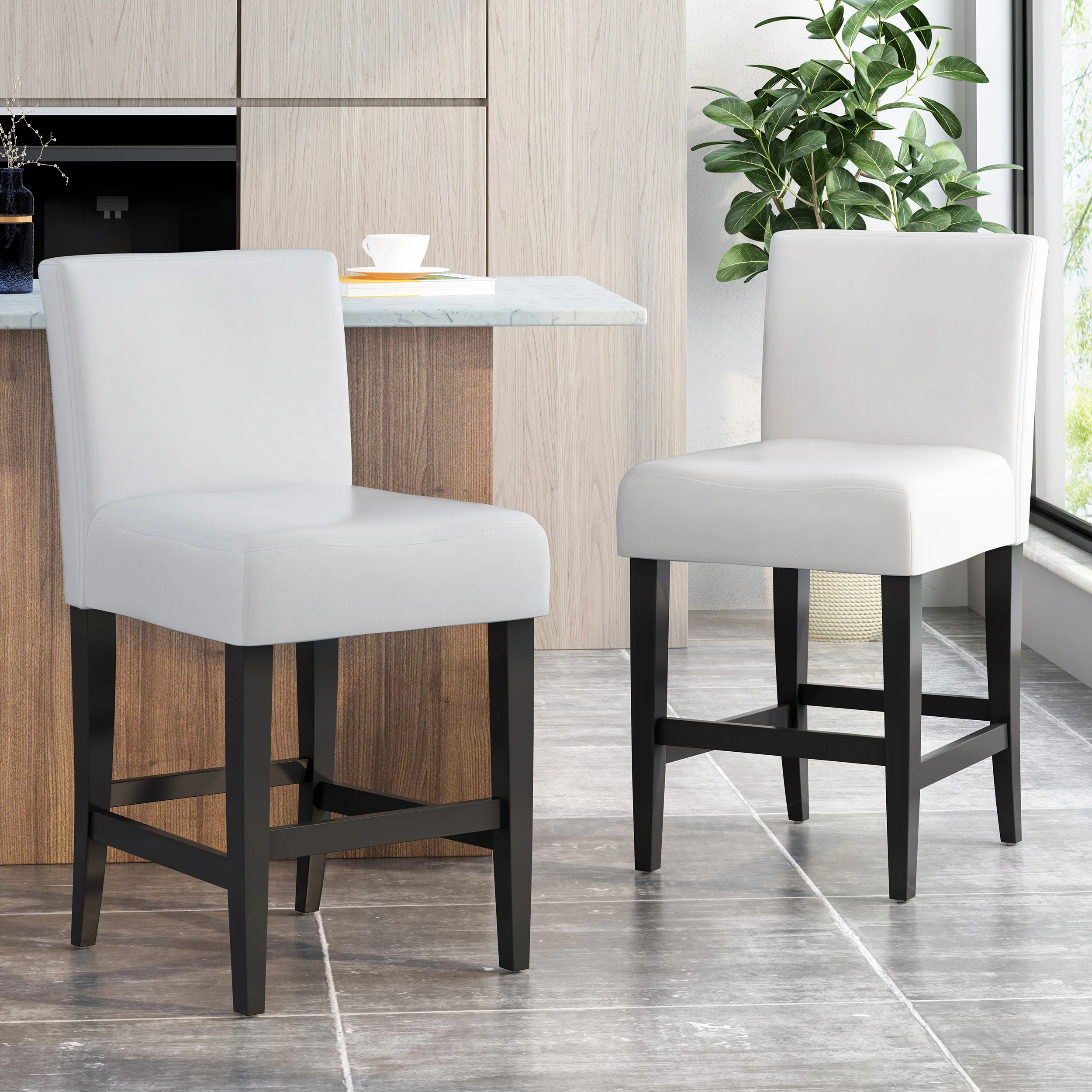 Peterborough Modern 26-Inch Leather Counter Stool (Set of 2) - furnishings