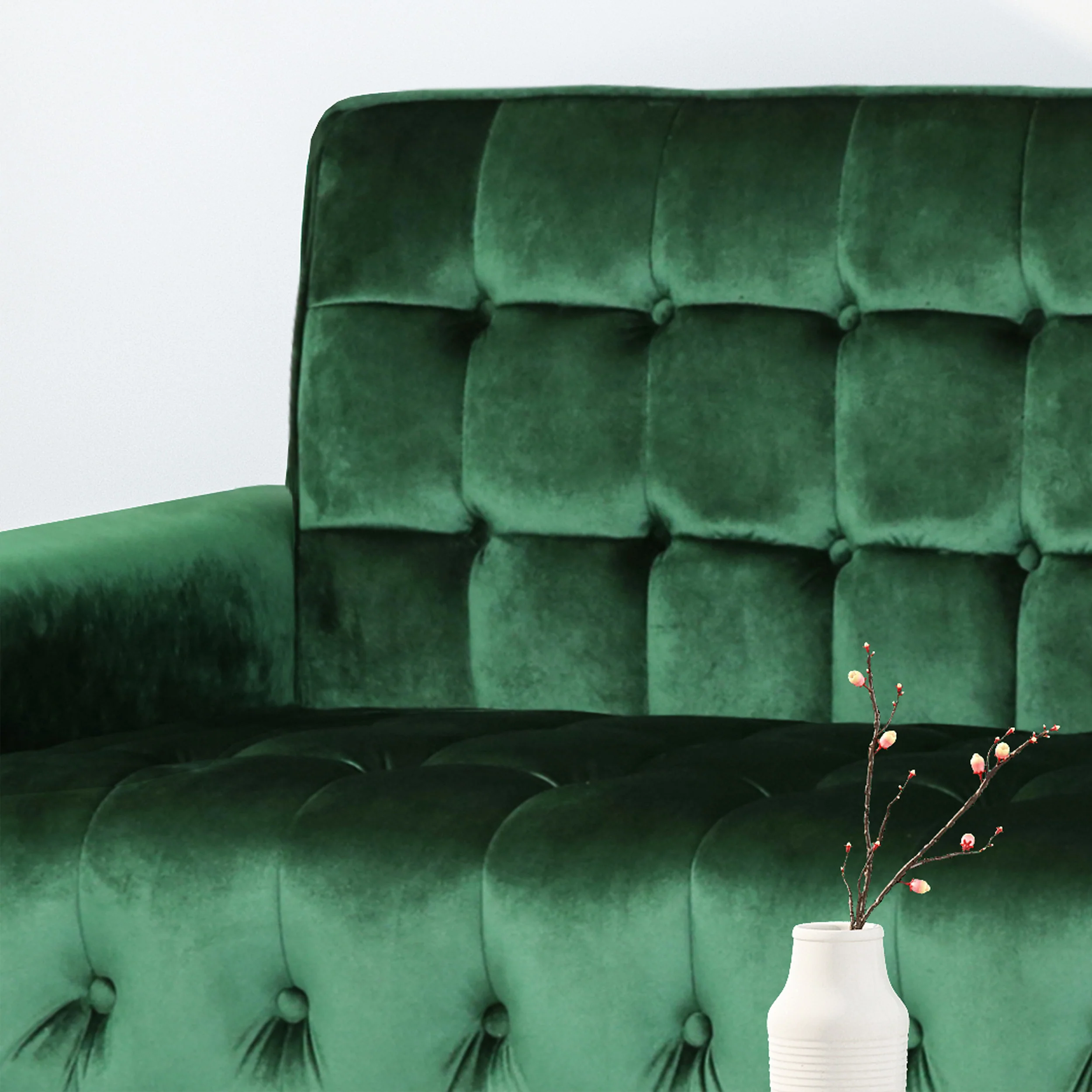 Adan Tufted Velvet Sofa with Gold Tipped Tapered Legs - furnishings