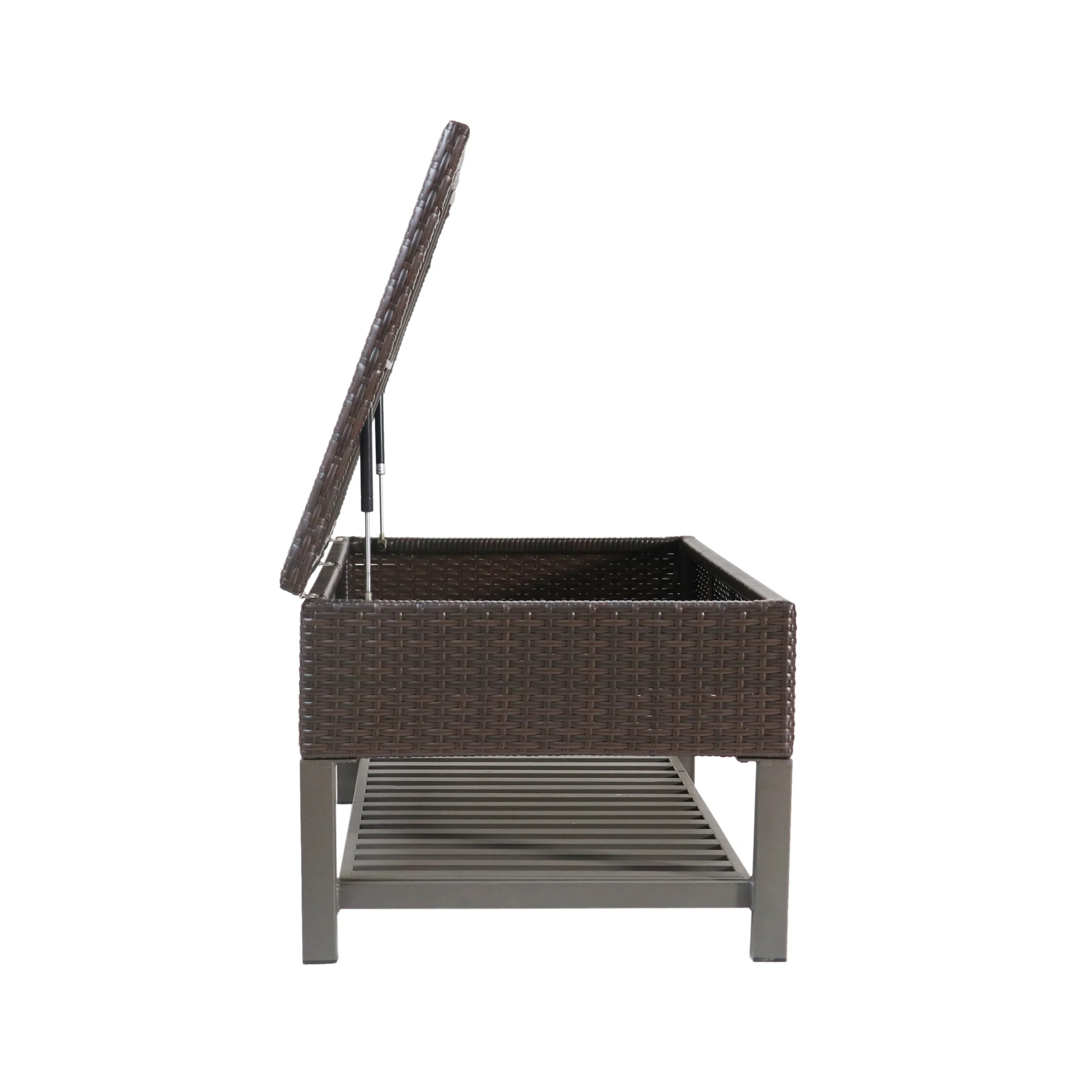 Martina Storage Bench with Rack, Wicker with Iron Frame - furnishings