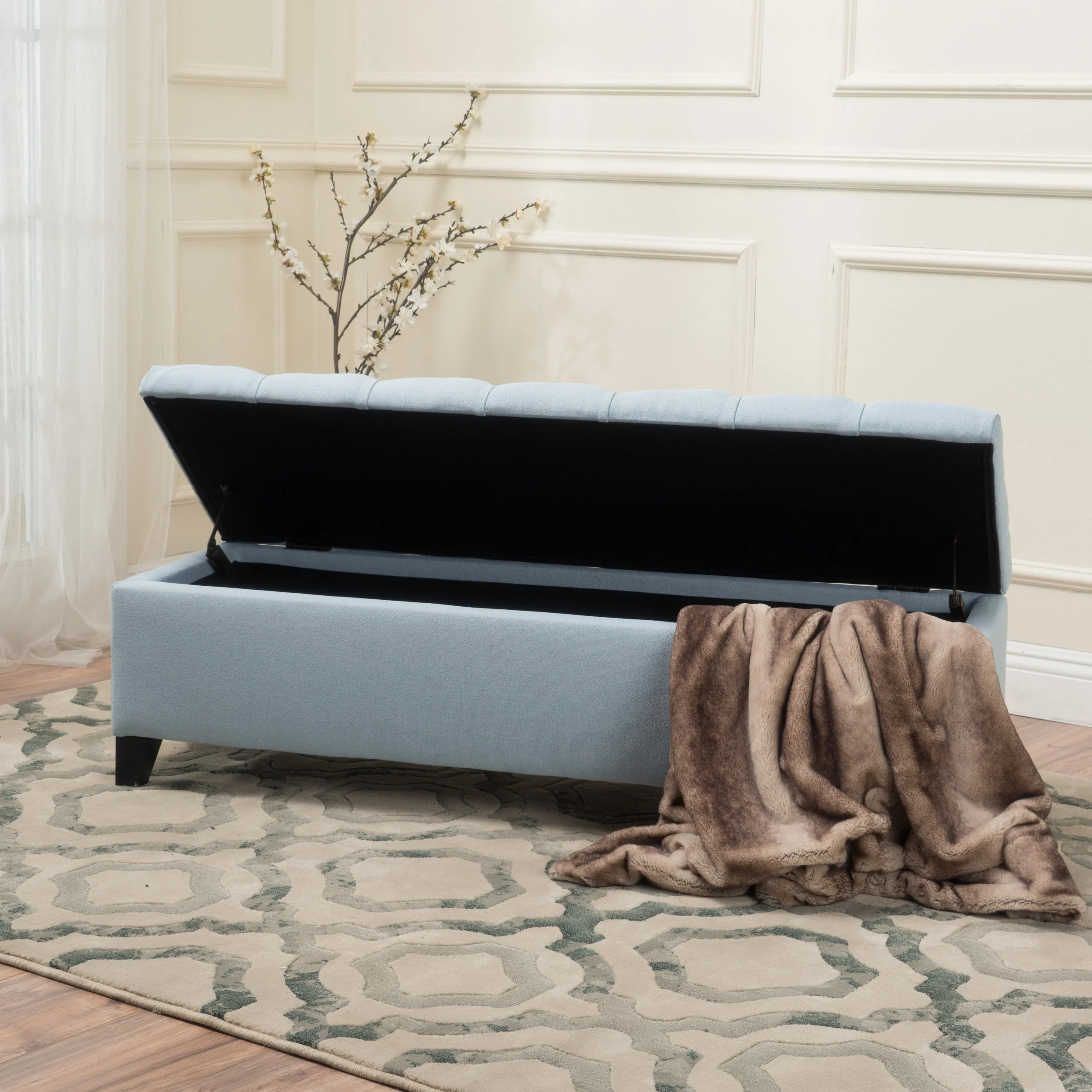 Molle Contemporary Button-Tufted Fabric Storage Ottoman Bench - furnishings