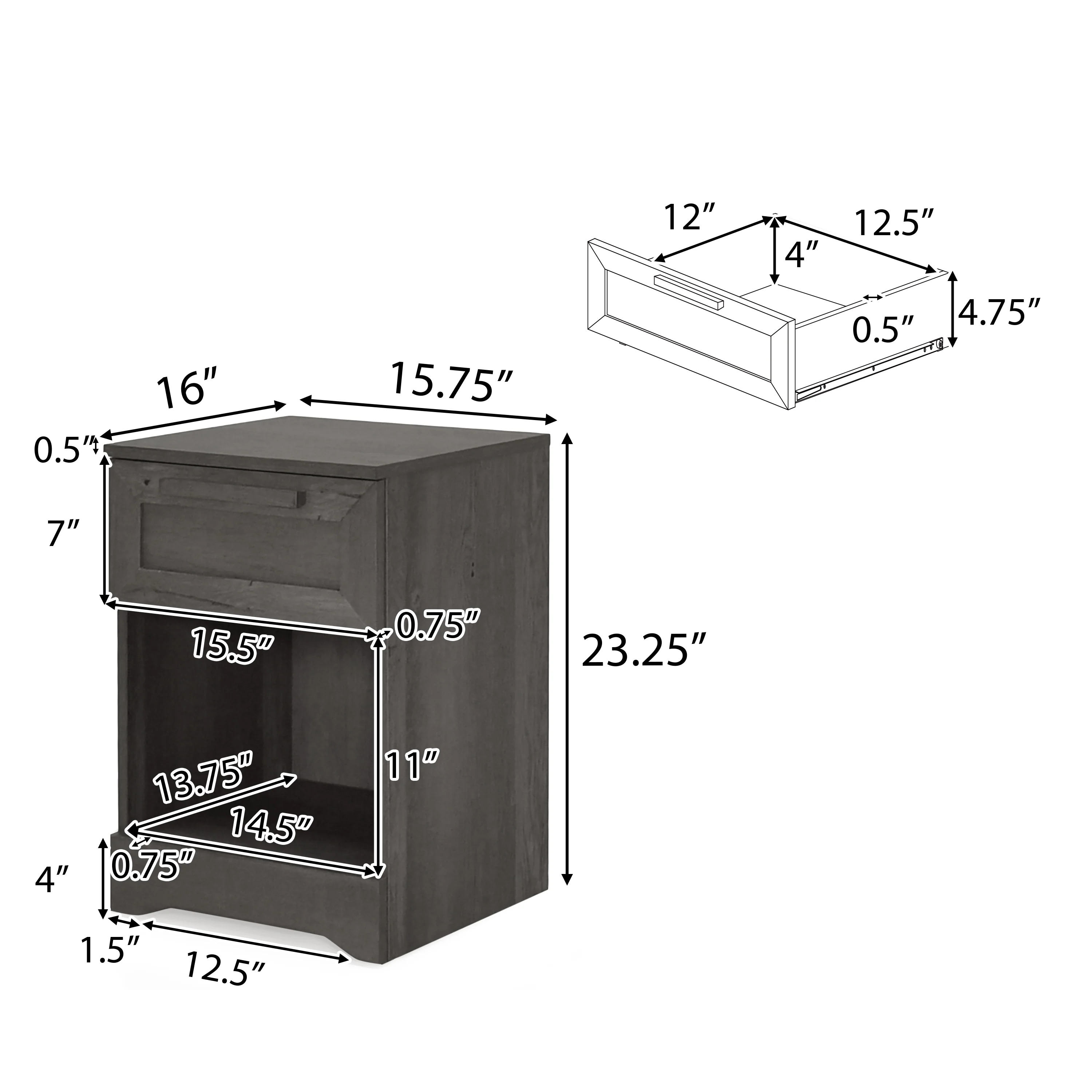 Broxon Rustic 1 Drawer Nightstand - furnishings