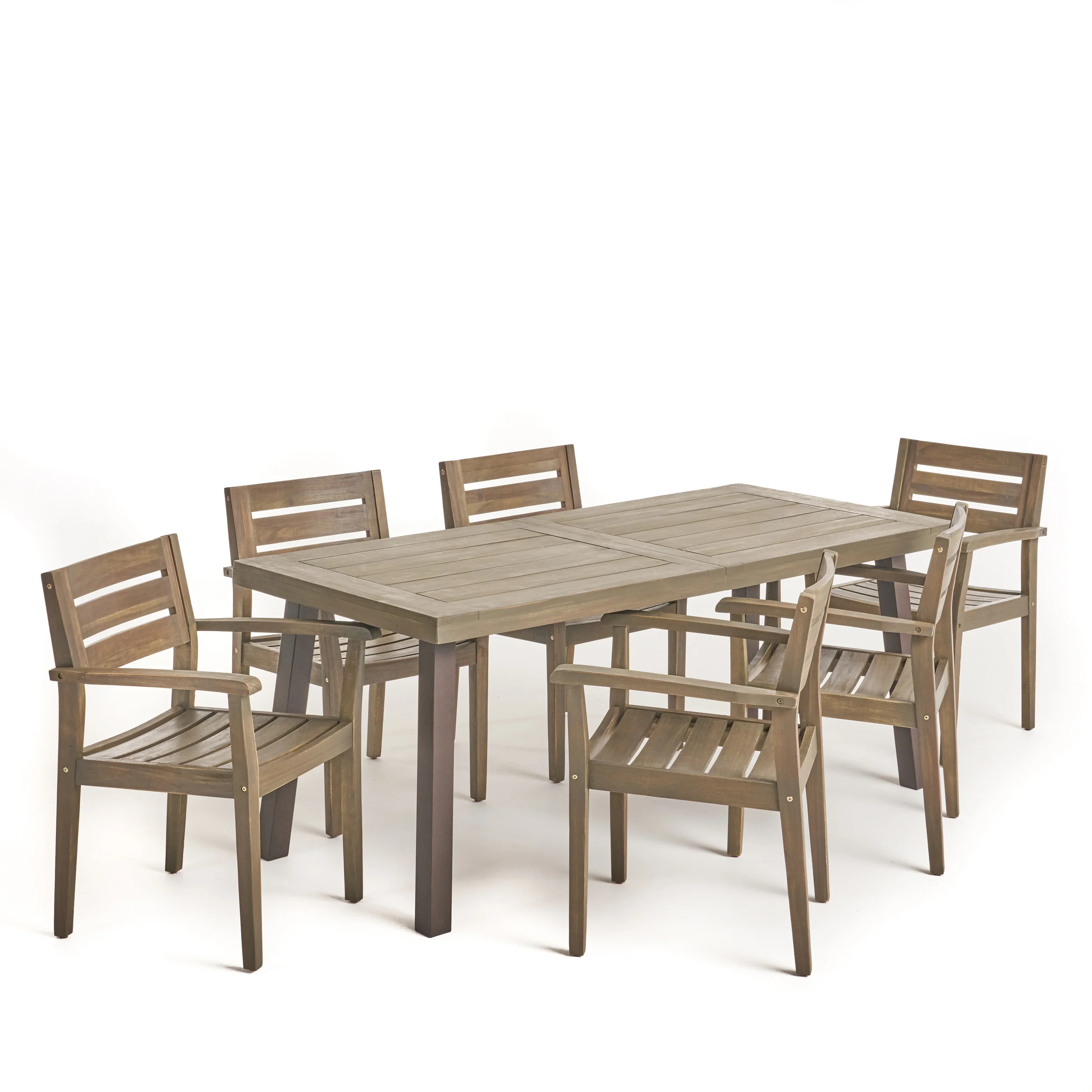 Zoey Outdoor Rustic Acacia Wood 7 Piece Dining Set - furnishings