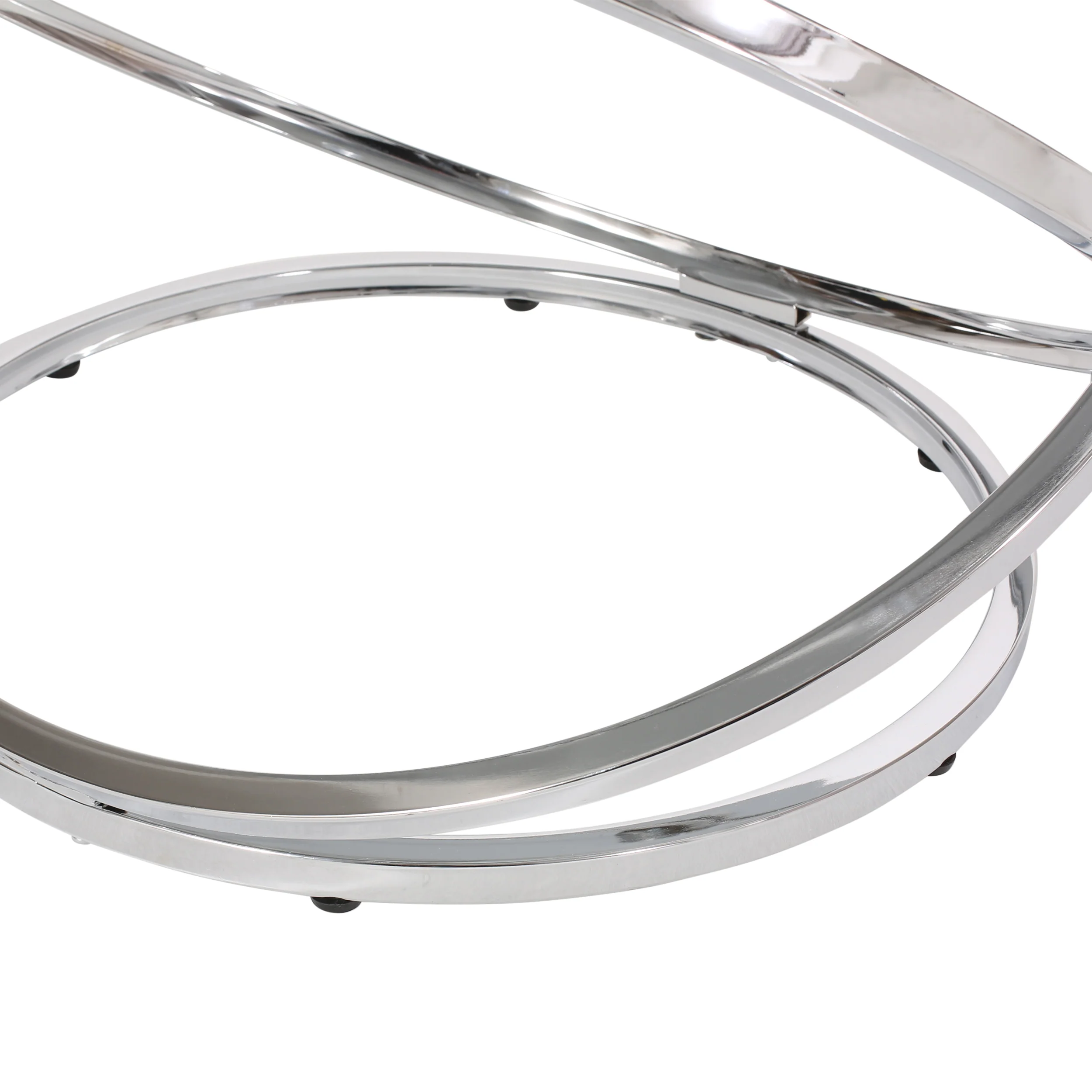 Hearney Modern Glass Top Round Coffee Table, Gray and Chrome - furnishings