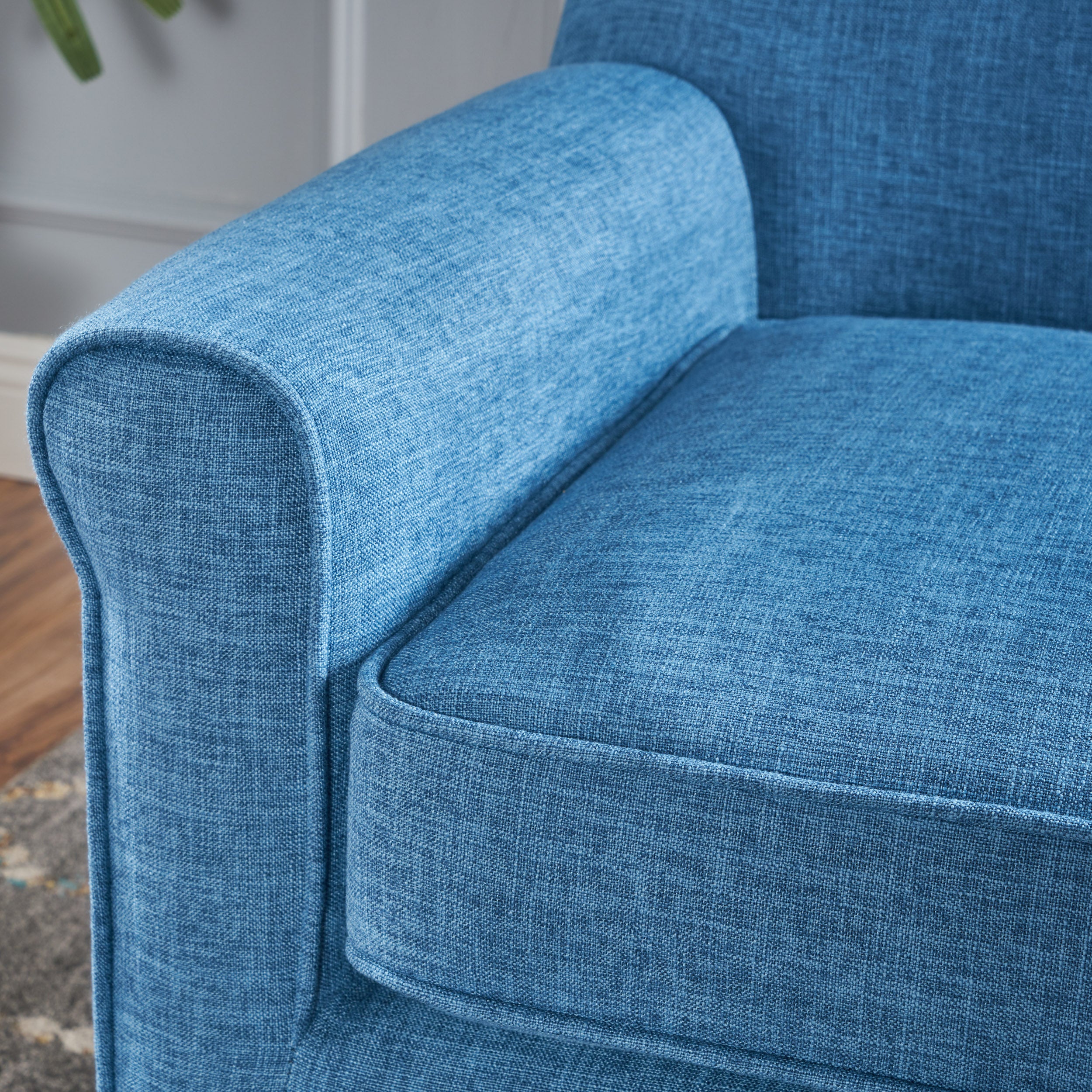 Mia Mid-Century Modern Button Tufted Fabric Upholstered Loveseat w/ Tapered Legs - furnishings