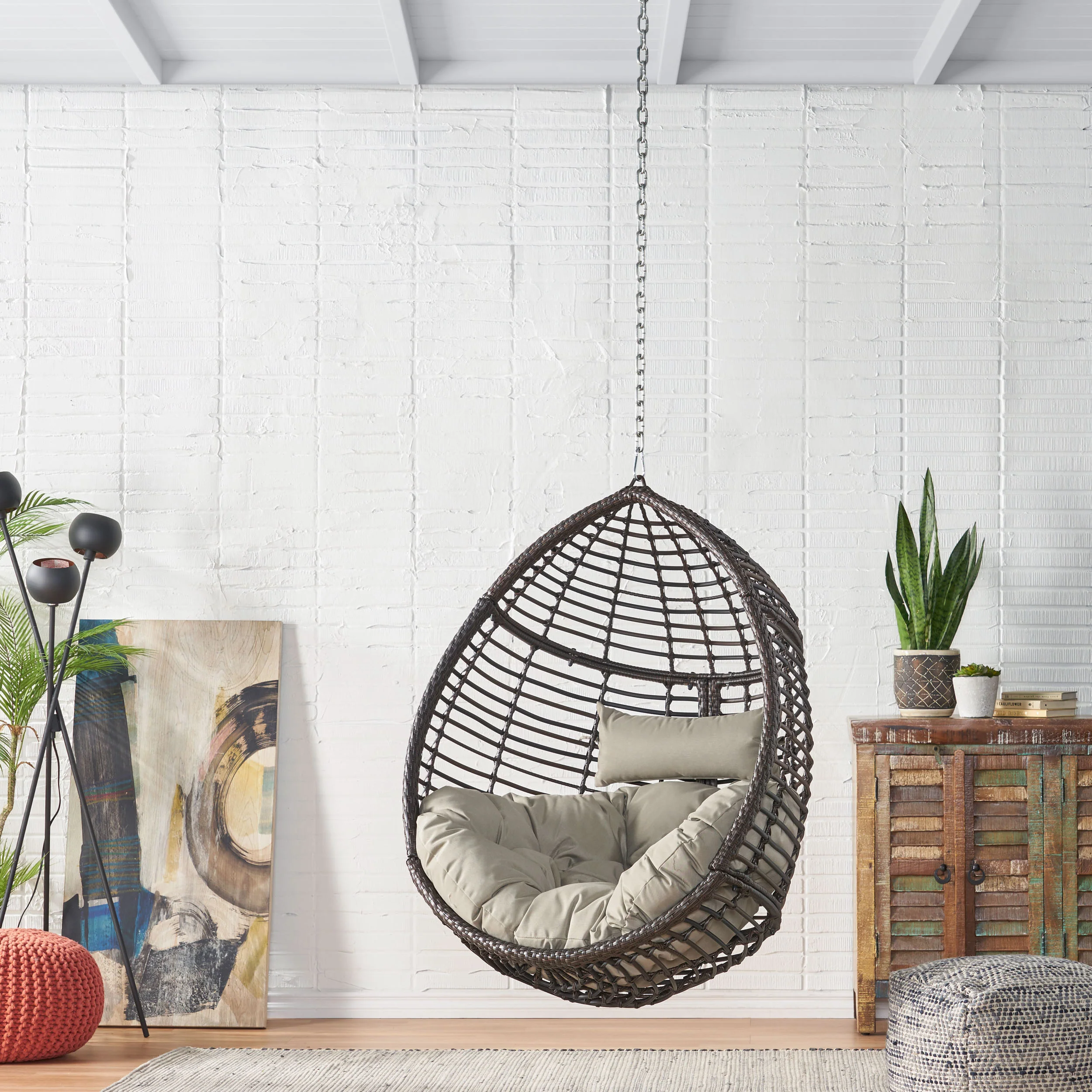 Hempstead Indoor/Outdoor Wicker Hanging Teardrop / Egg Chair (NO STAND) - furnishings