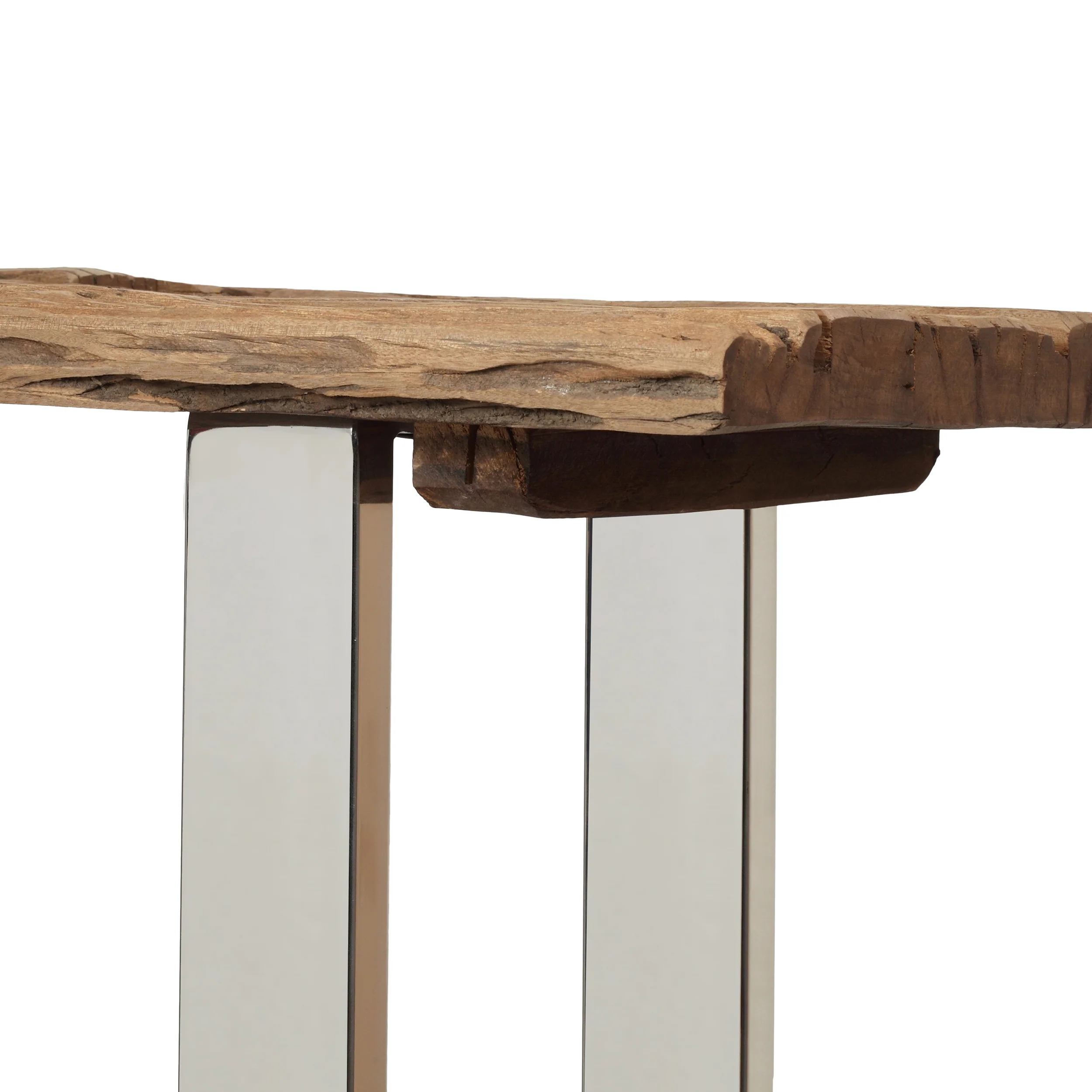 Breklyn Rustic Glam Console Table with Raw Wood Tabletop - furnishings