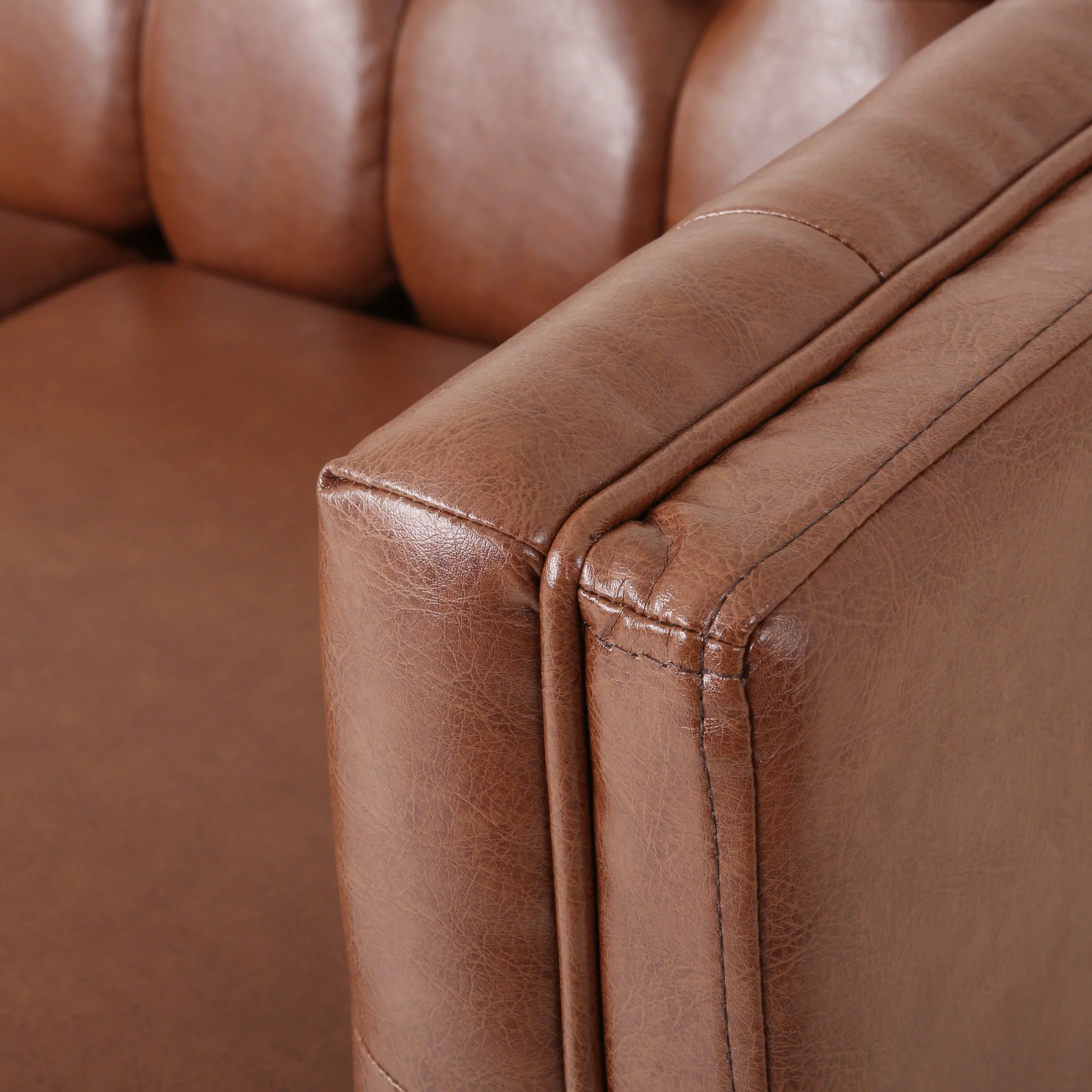 Silkie Contemporary Faux Leather Tufted 3 Seater Sofa - furnishings