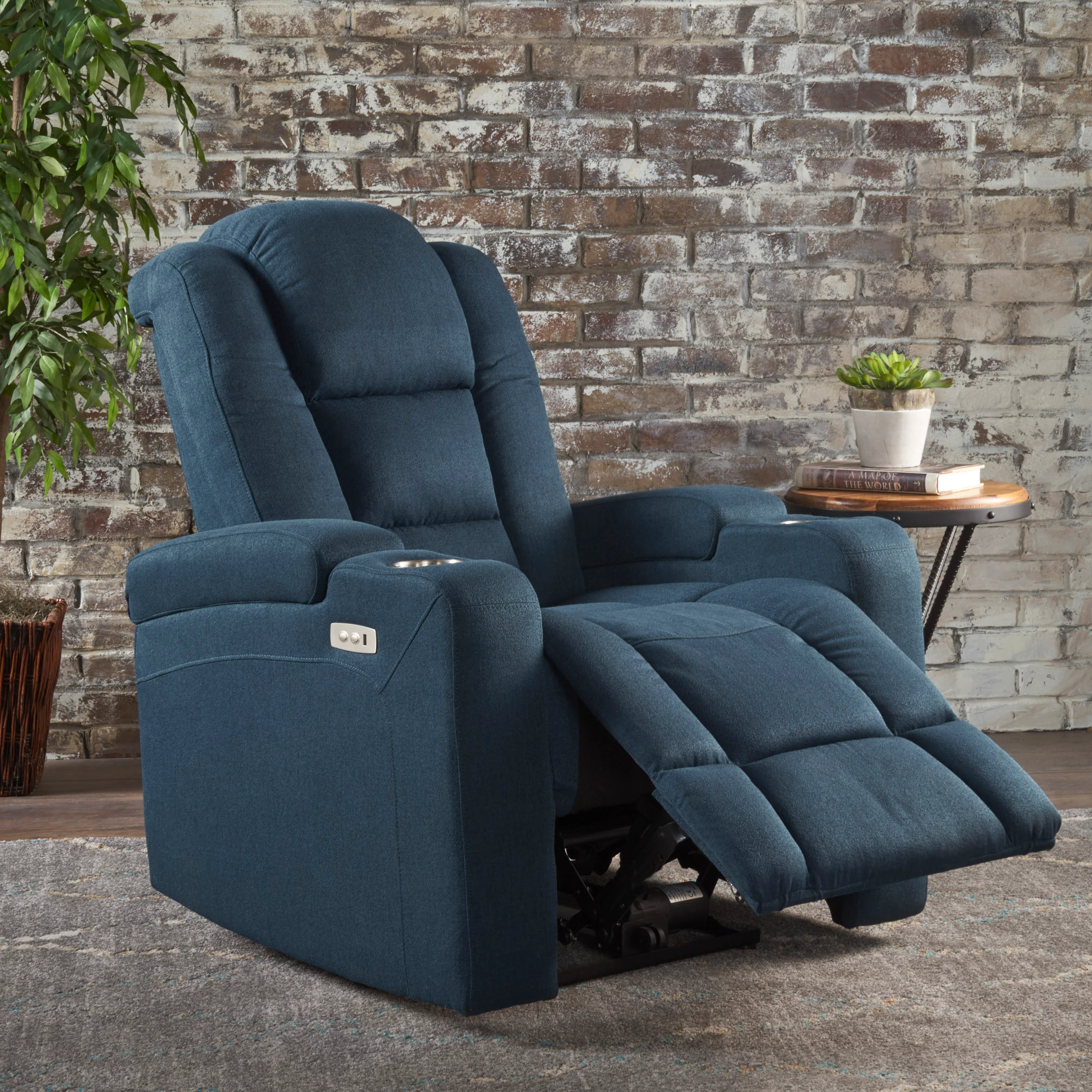 Everette Fabric Power Recliner with Cup Holder, USB Charger, and Storage - furnishings