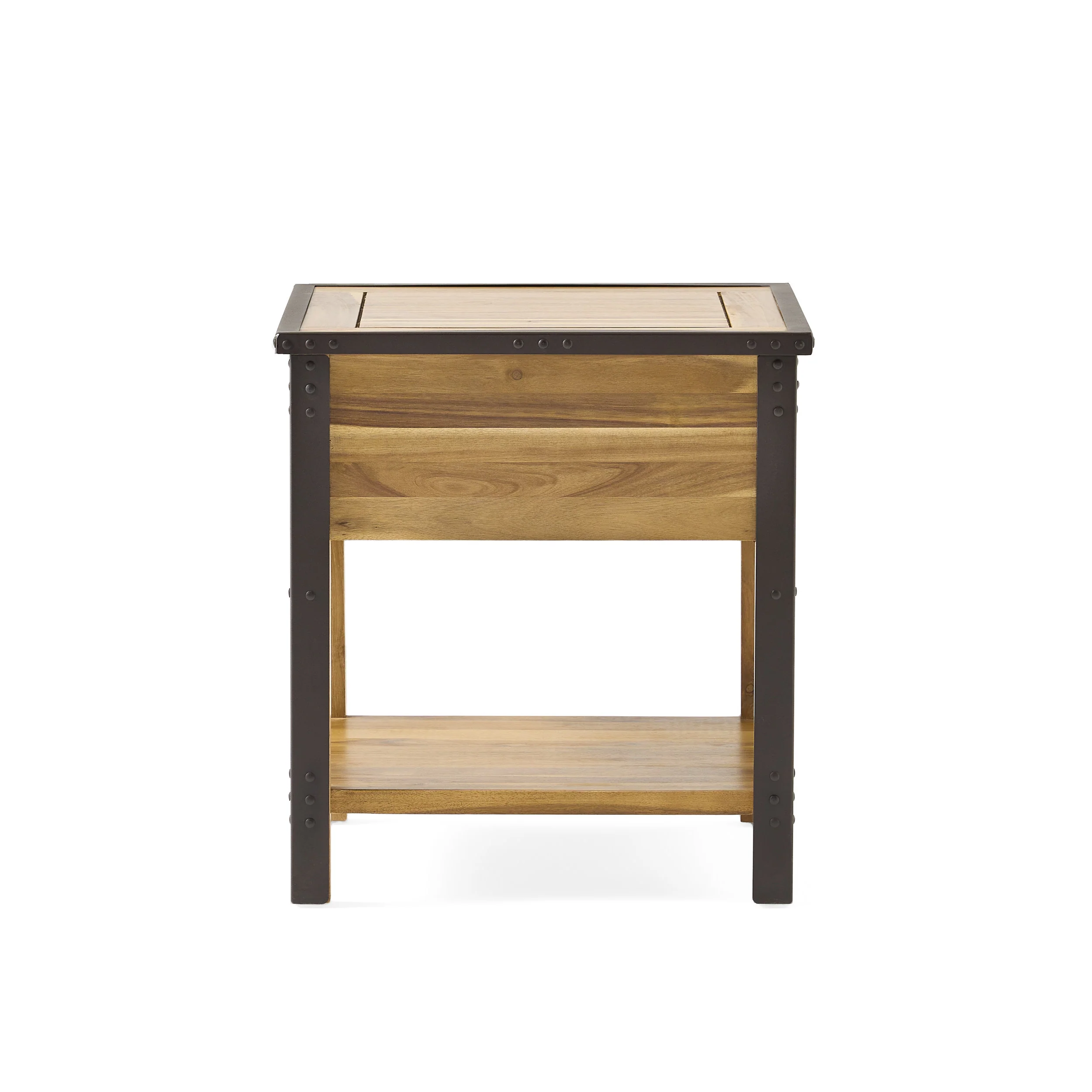 Glendora Industrial Solid Wood Single Drawer Nightstand End Table - furnishings