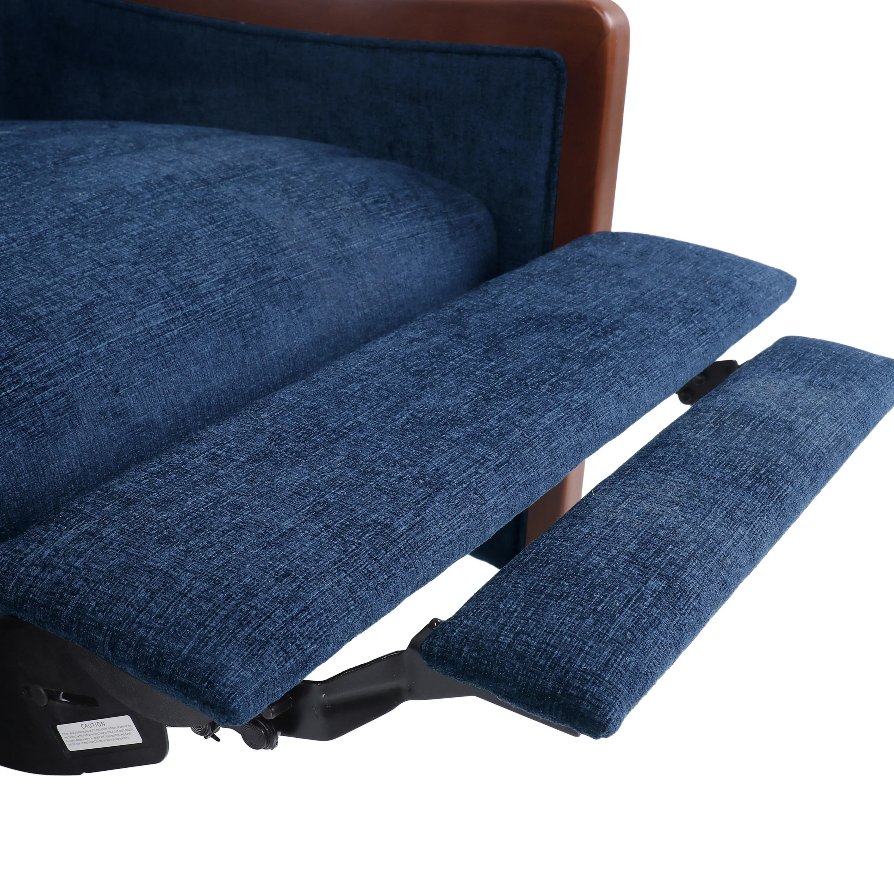 Mendota Mid Century Modern Fabric Channel Stitch Wood Pushback Recliner - furnishings