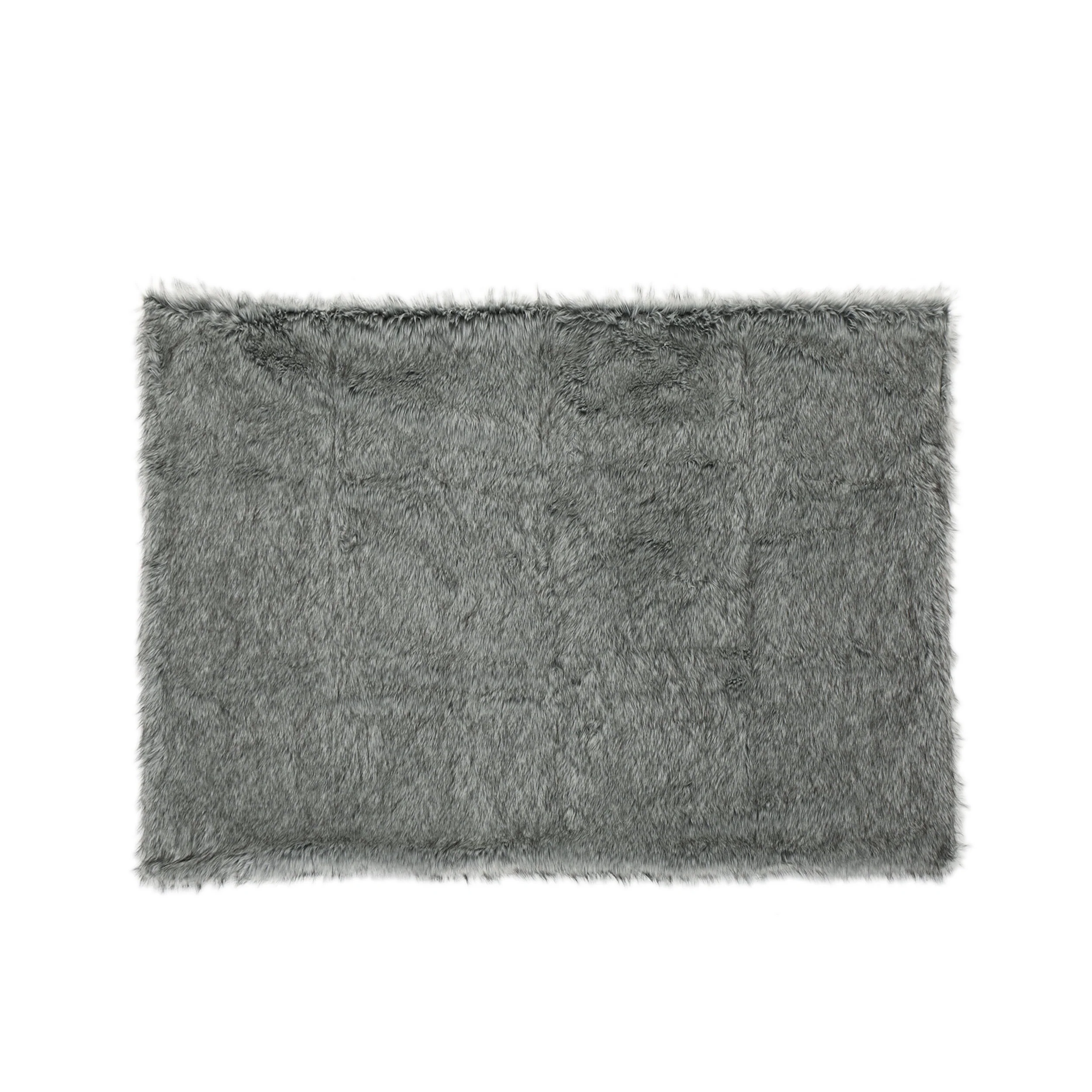 Laraine Modern Glam Rectangular Taupe Faux Fur Throw Blanket - furnishings