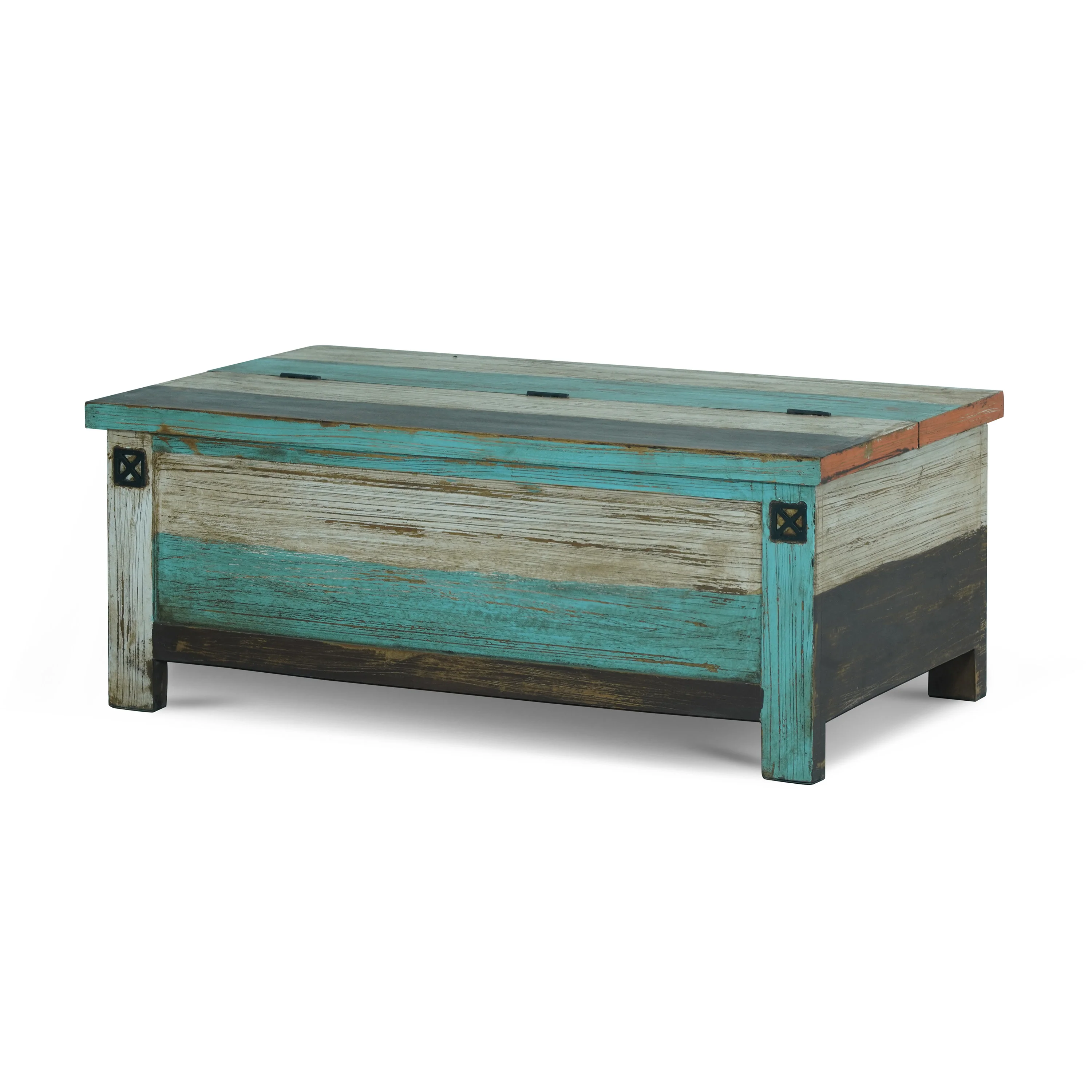 Templin Boho Handmade Distressed Mango Wood Storage Coffee Table, Multicolored - furnishings