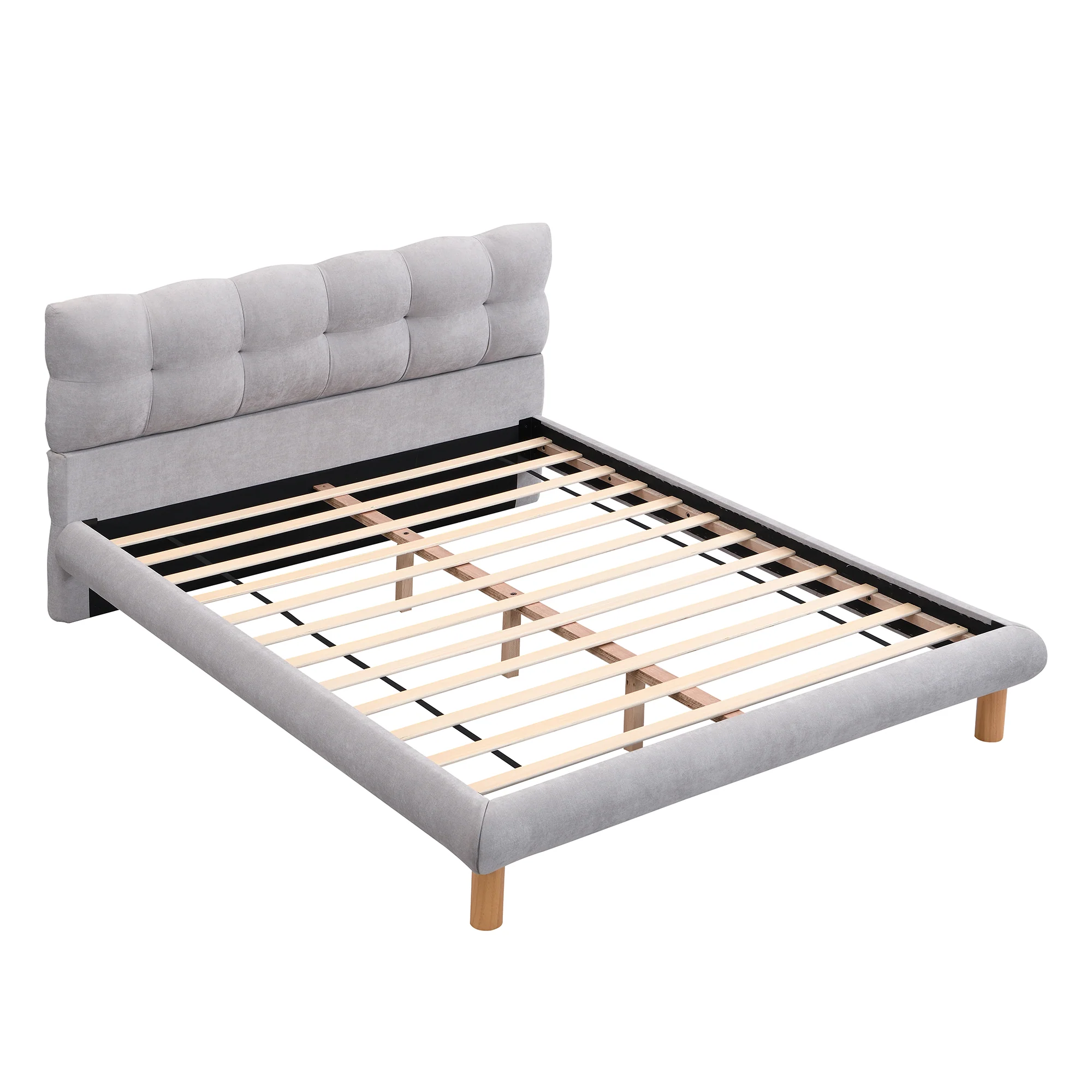 Caldwin Modern Upholstered Chenille Platform Bed with Headboard - furnishings