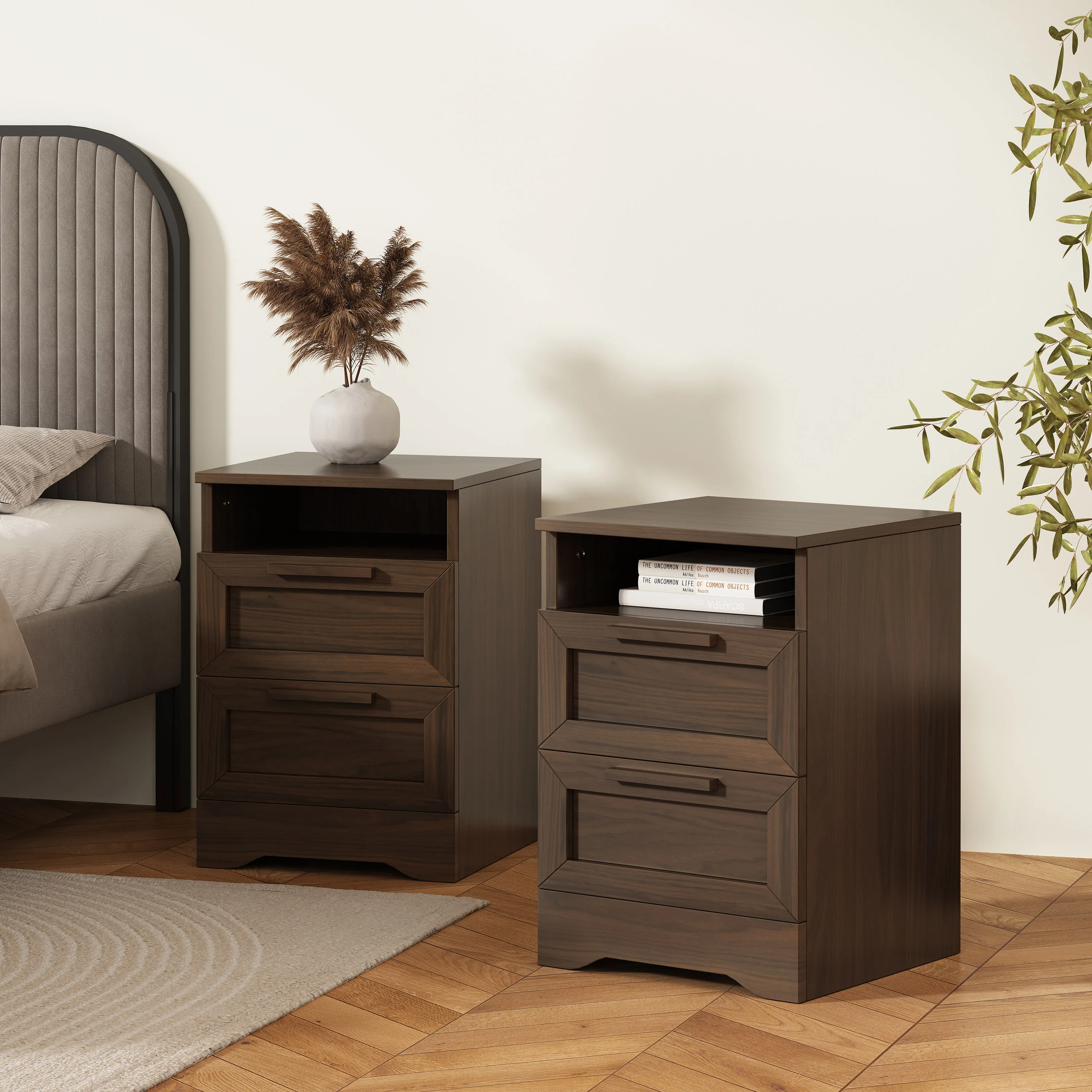 Broxon Rustic 2 Drawer Nightstands, Set of 2 - furnishings