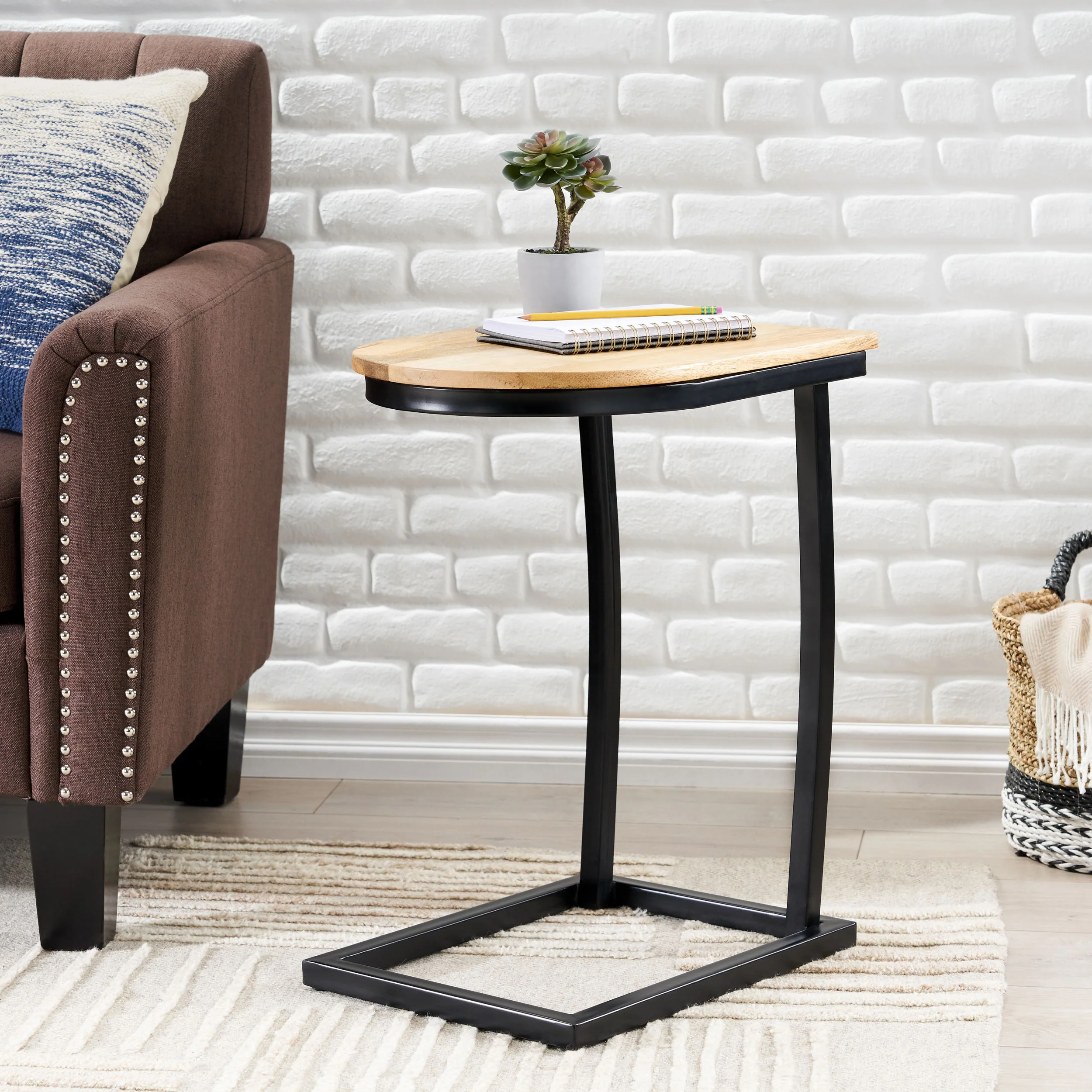 Maya Bay Handcrafted Boho C-Shaped End Table - furnishings