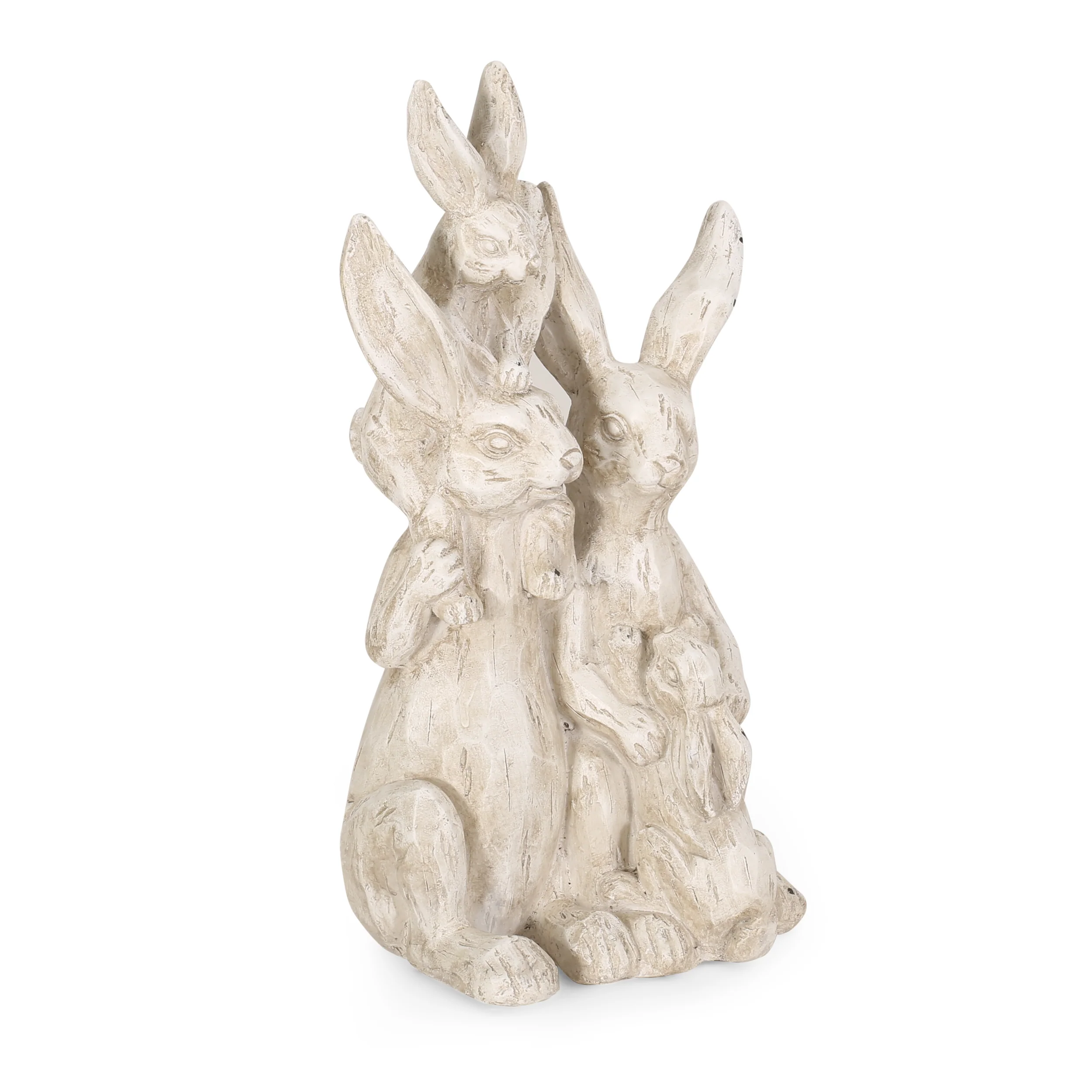 Reser Outdoor Rabbit Family Garden Statue, White - furnishings