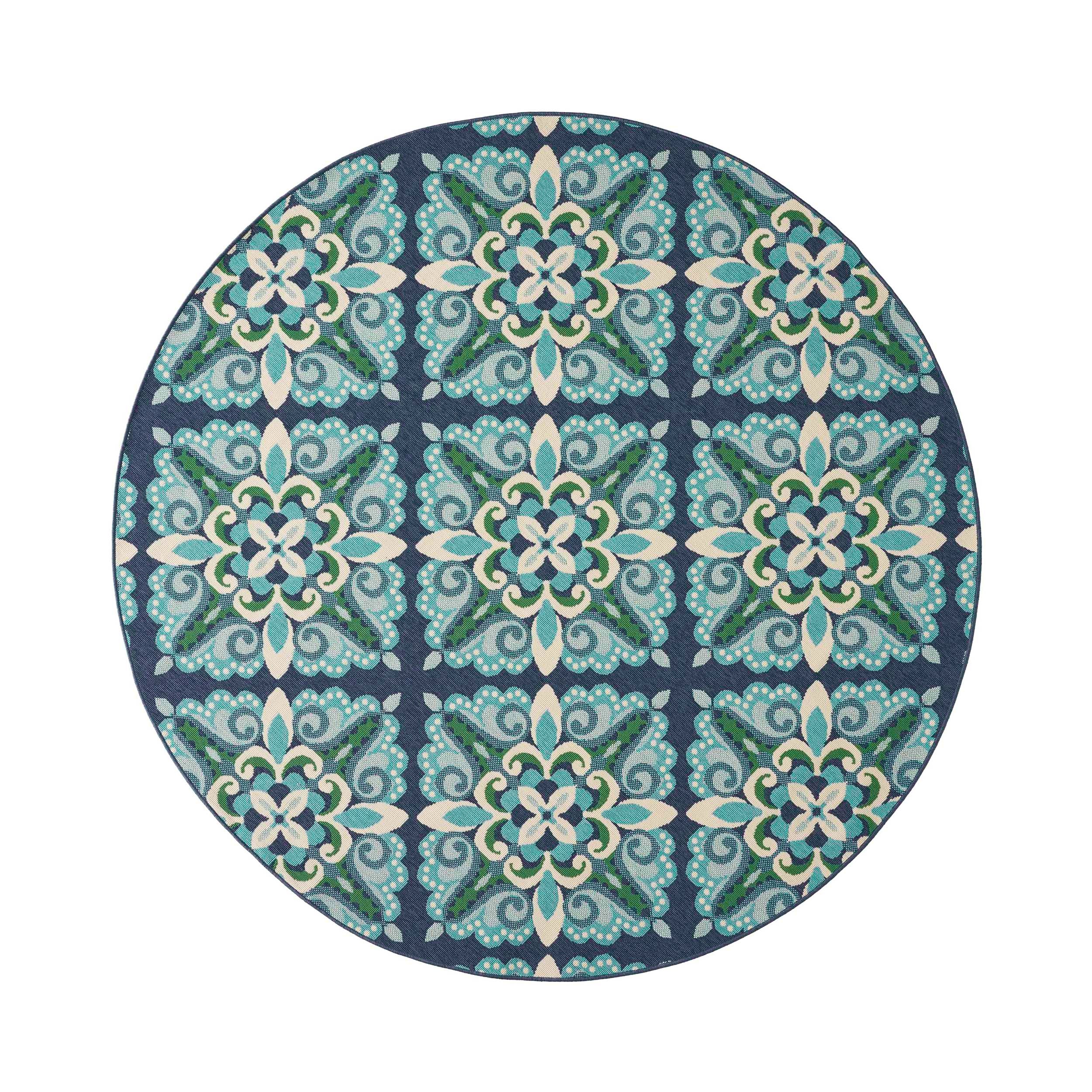 Pazel Indoor/Outdoor Floral Area Rug, Blue and Green - furnishings
