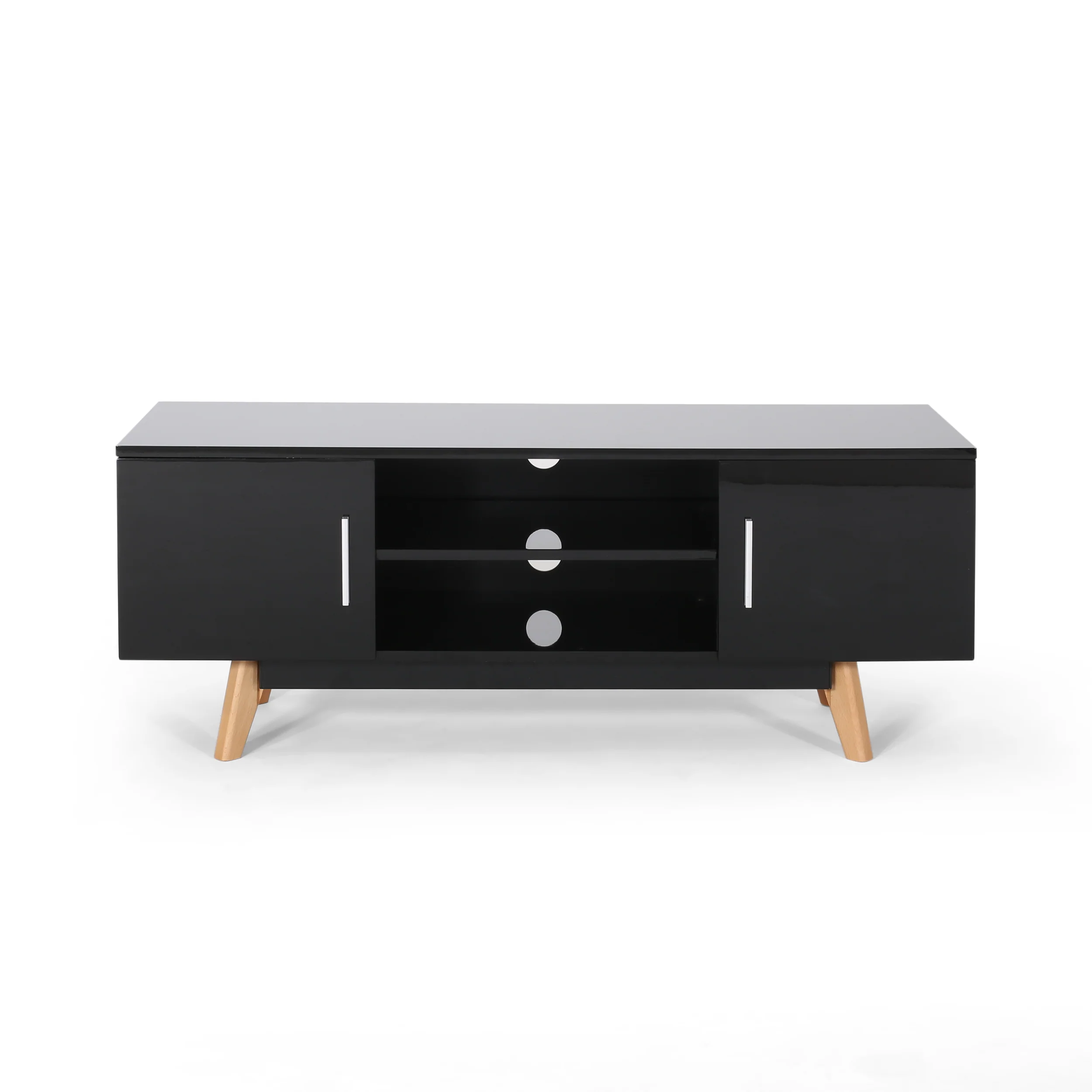 Rubani Mid Century Modern 2 Cabinets & Shelves TV Stand - furnishings