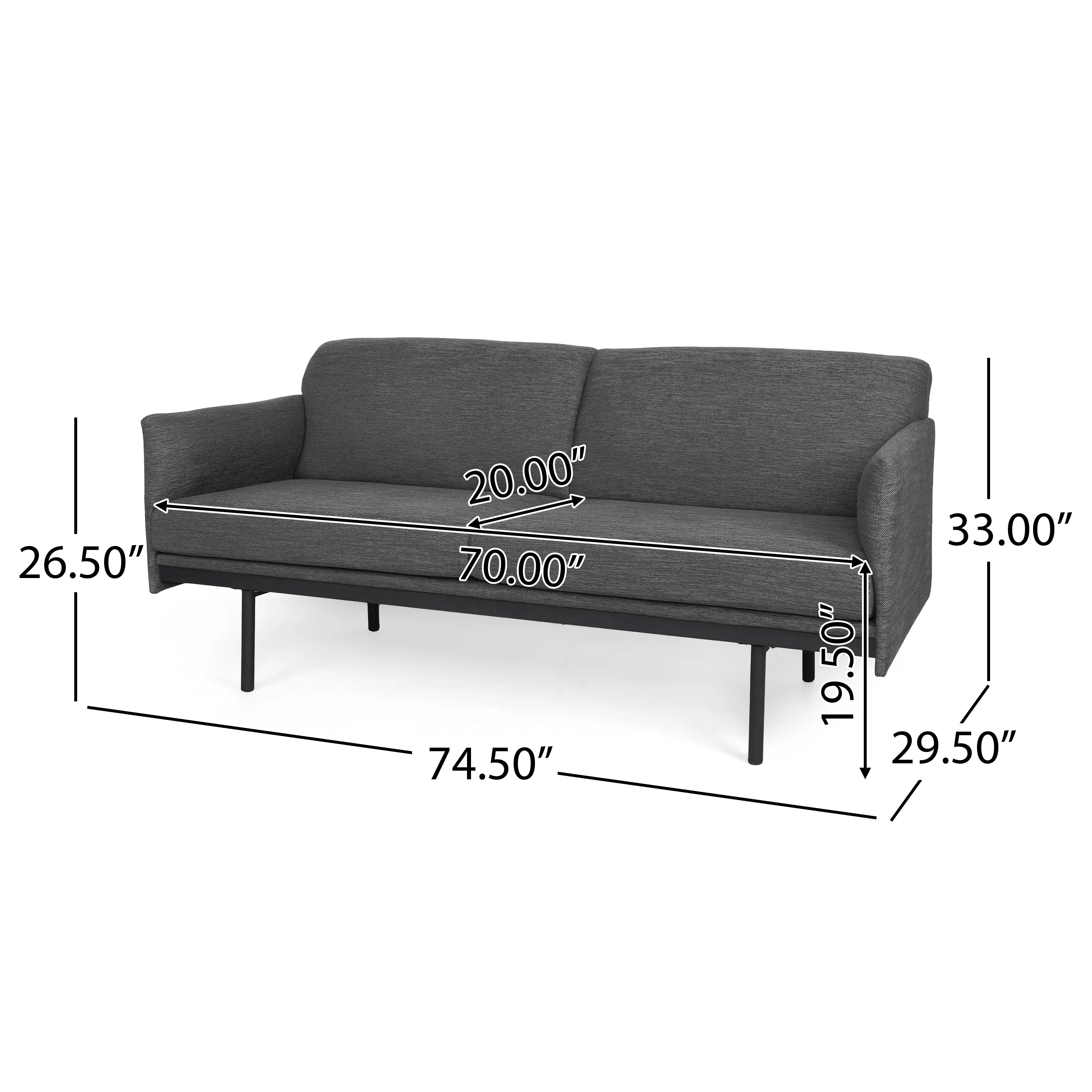 Mokena Contemporary Fabric Upholstered 3 Seater Sofa - furnishings