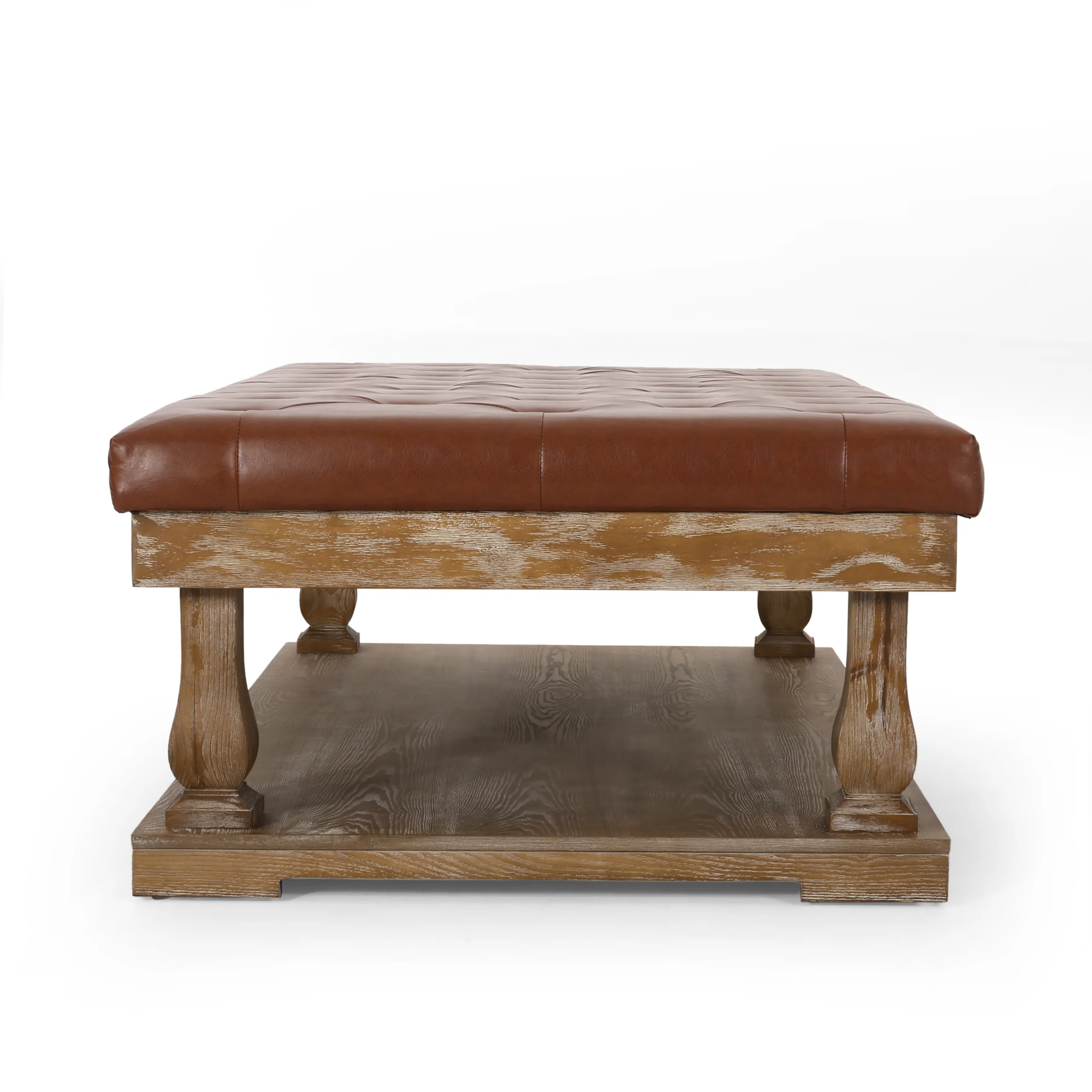 Leovanni Contemporary Fabric Rectangular Ottoman - furnishings