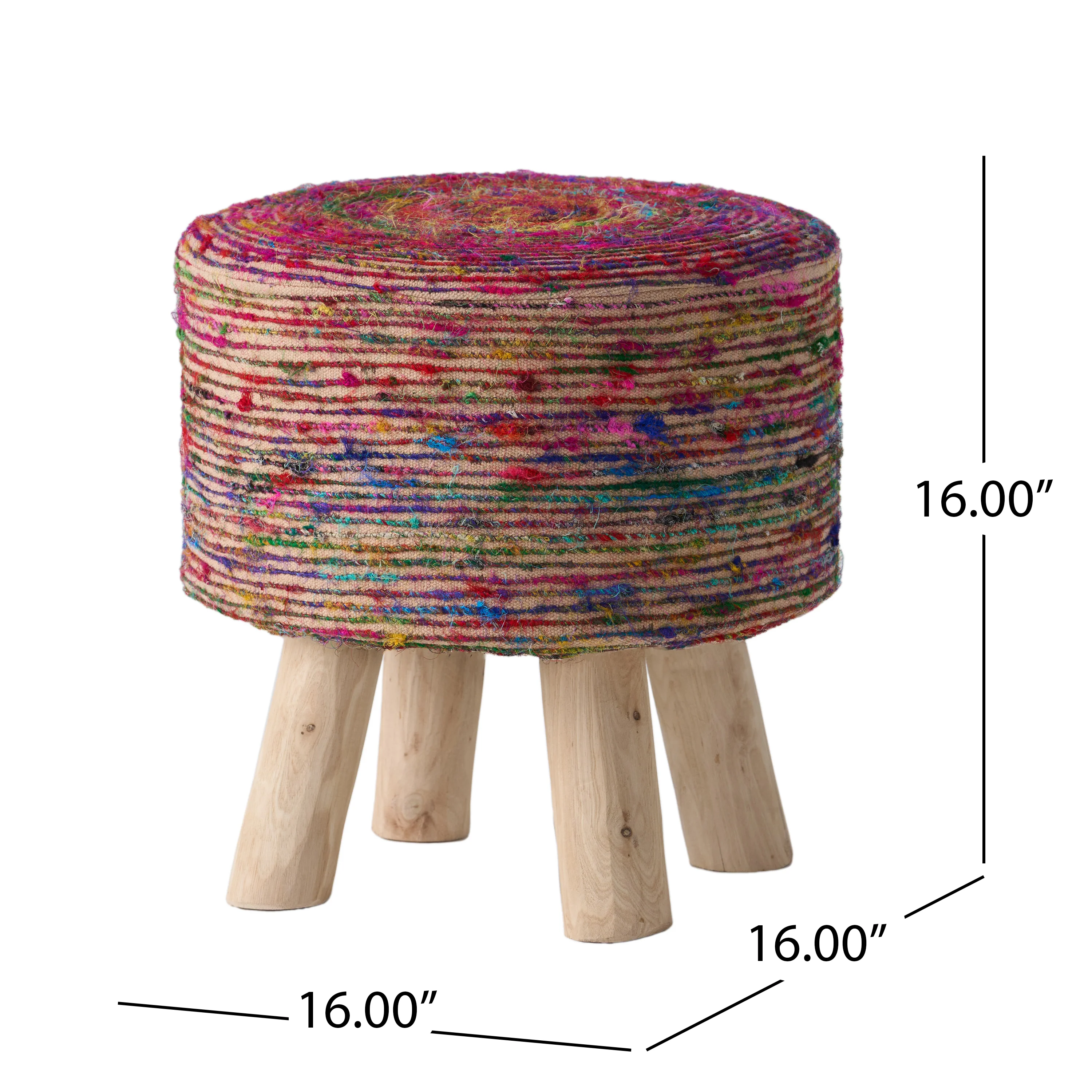 Maya Handcrafted Boho Silk Swirl Ottoman Stool - furnishings