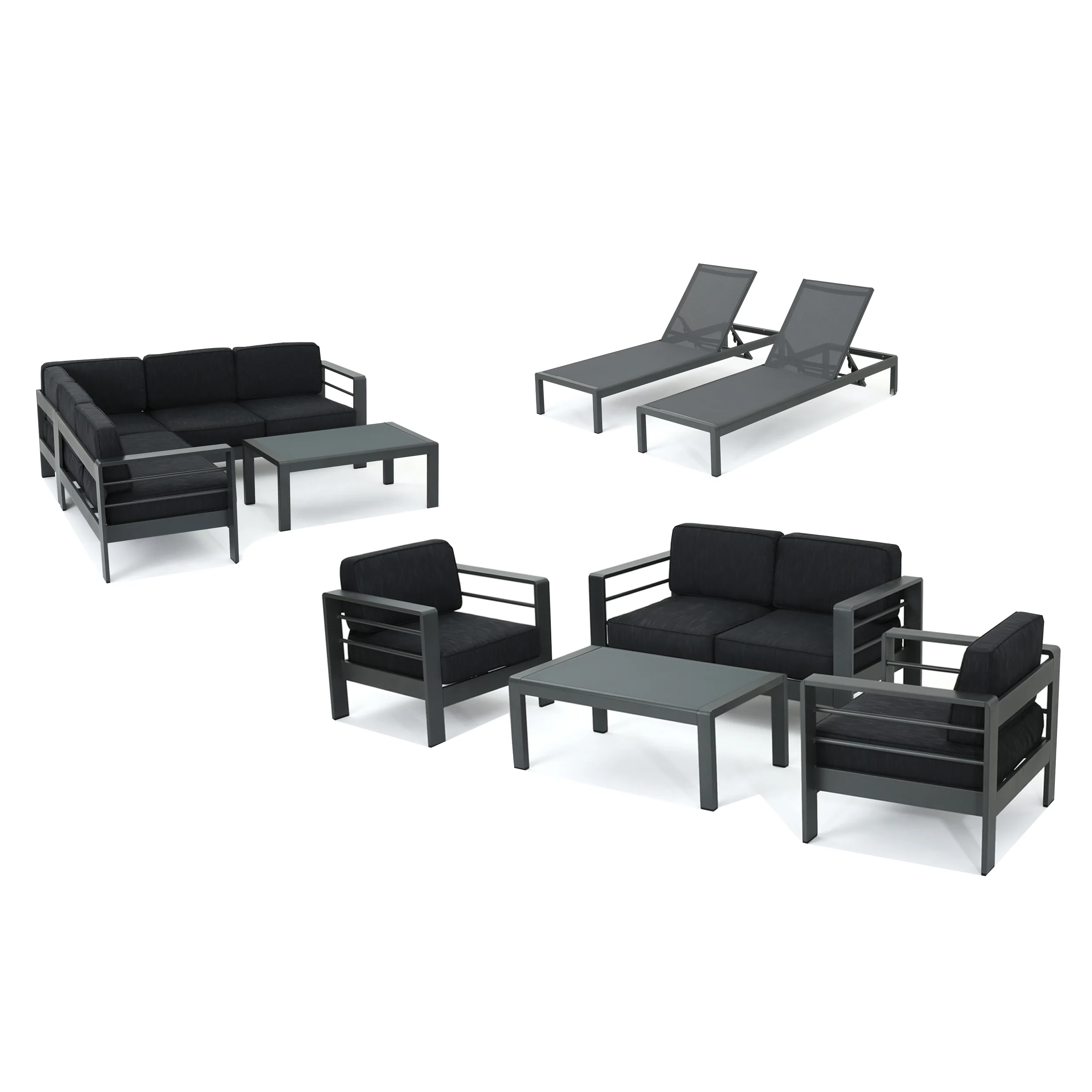 Coral Bay Outdoor Gray Aluminum 10 Piece Estate Patio Collection - furnishings