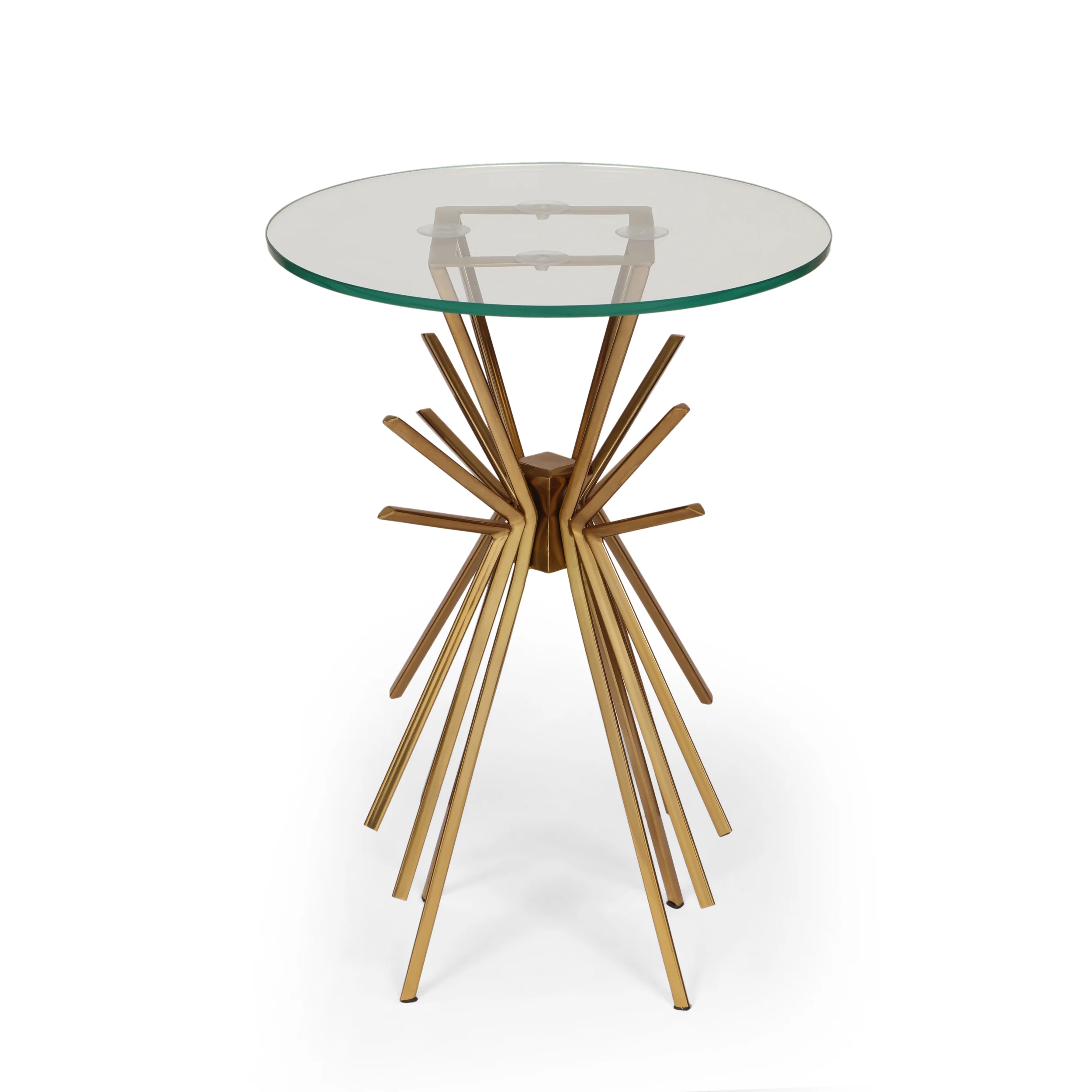 Martha Modern Glam Sunburst Accent Table with Tempered Glass Top - furnishings