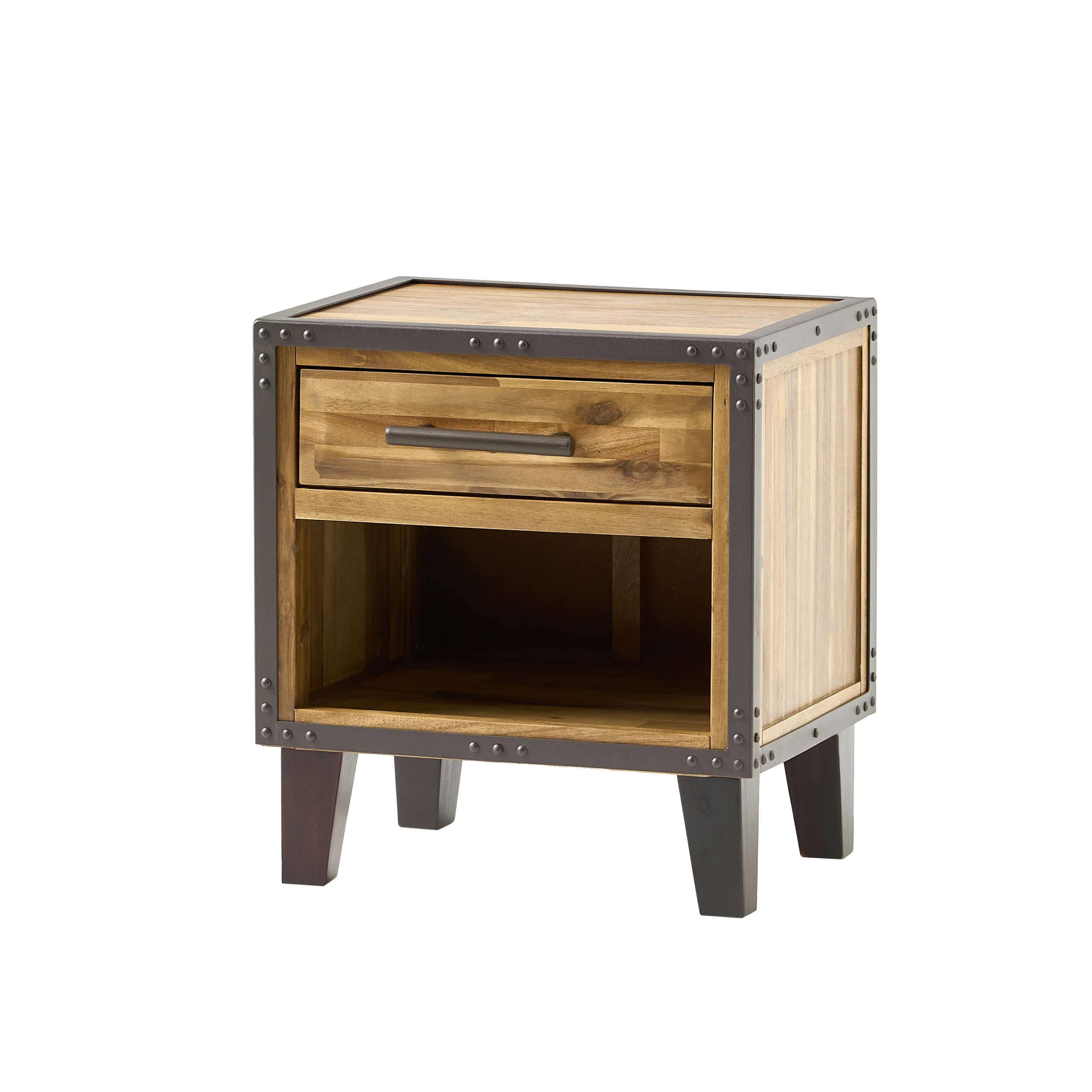 Glendora Industrial Solid Wood Single Drawer End Table Nightstand - furnishings