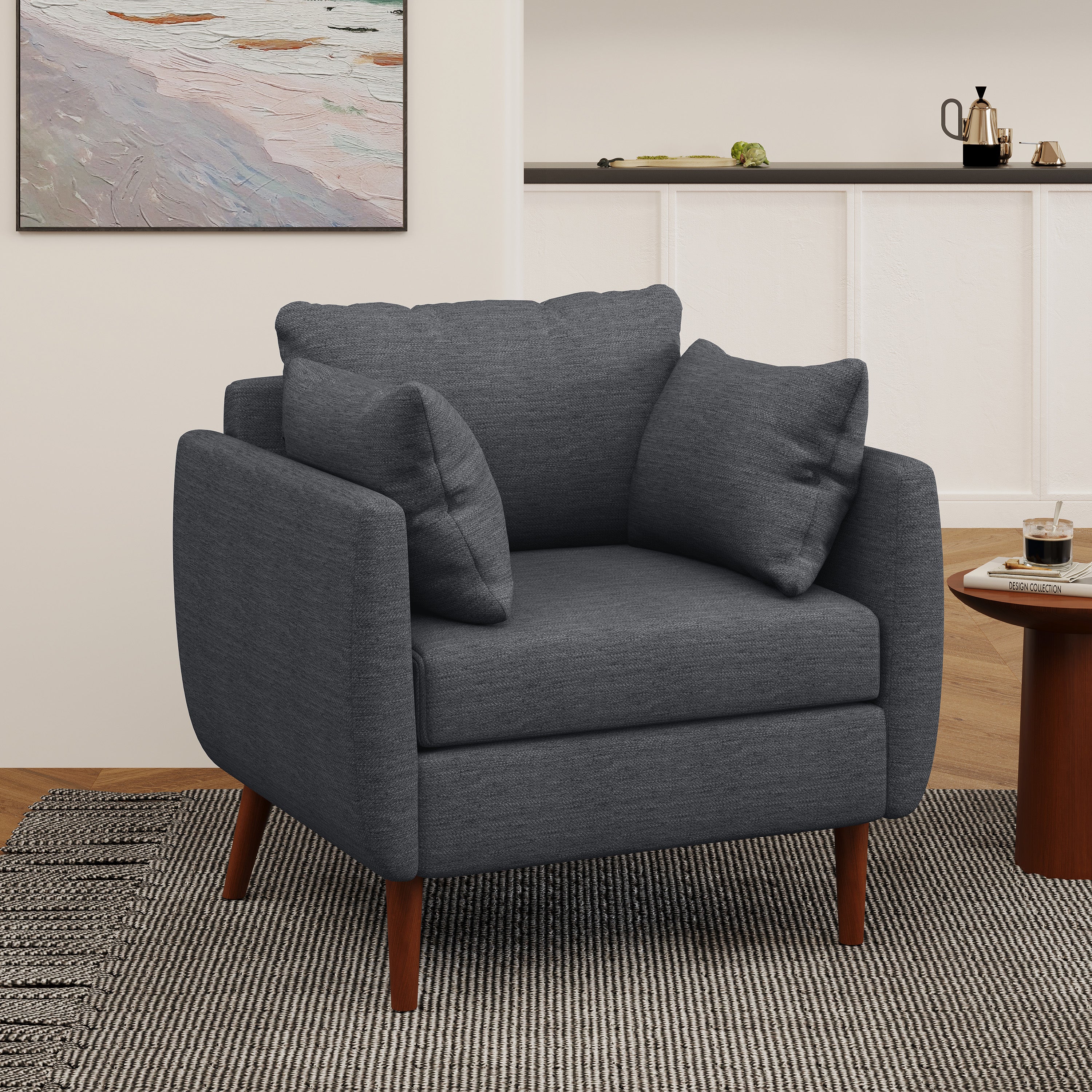 Viewland Contemporary Fabric Upholstered Club Chair with Accent Pillows - furnishings