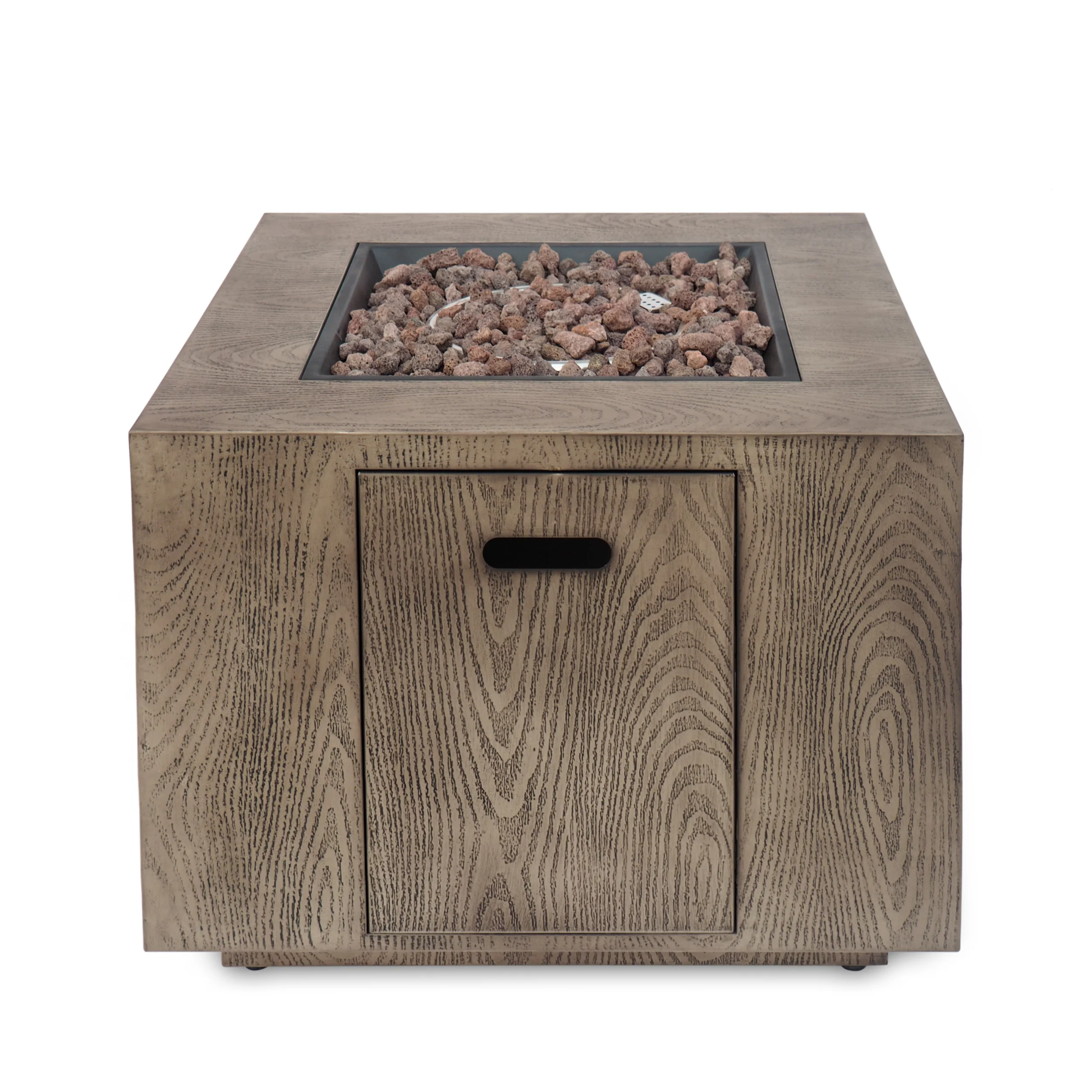 Jasmine Cube Wood Finish Propane Fire Pit - furnishings