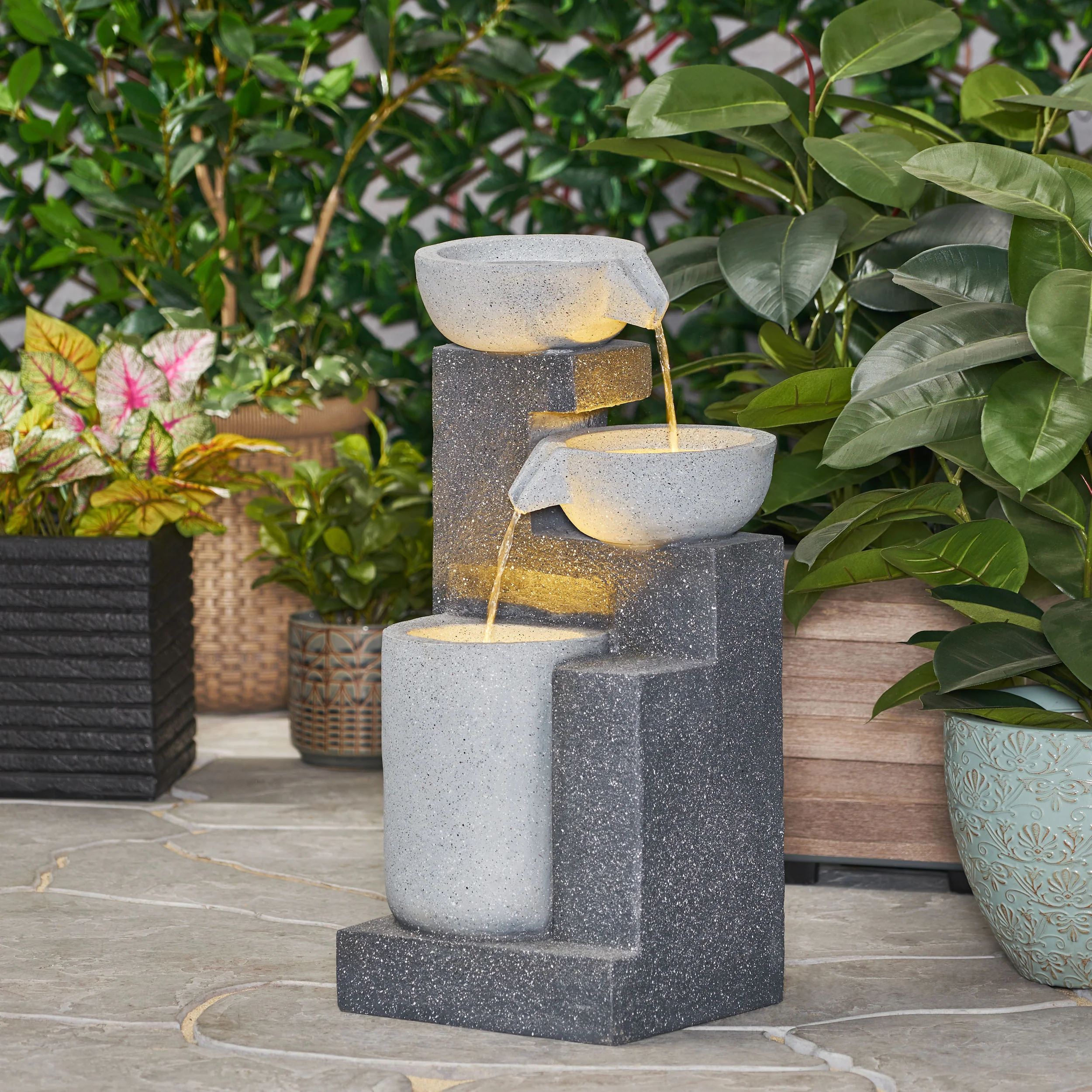 Colquitt Outdoor Modern 3 Tier Fountain - furnishings
