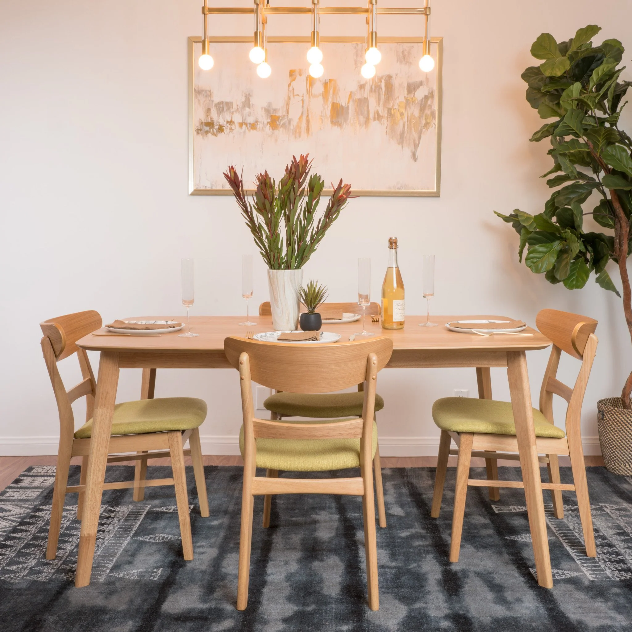 Helen Mid-Century Modern 5 Piece Dining Set - furnishings