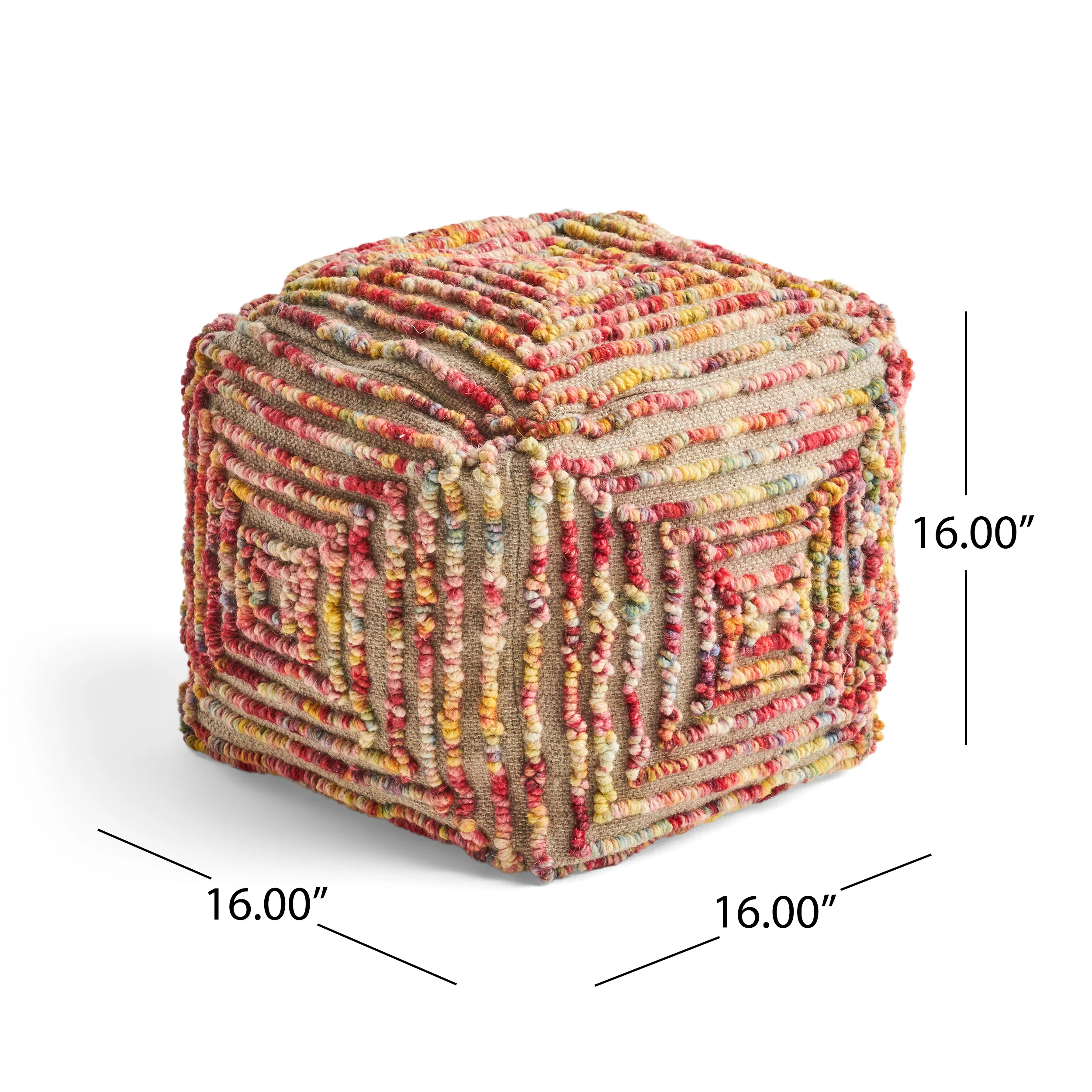 Jaylee Boho Wool Ottoman Pouf - furnishings
