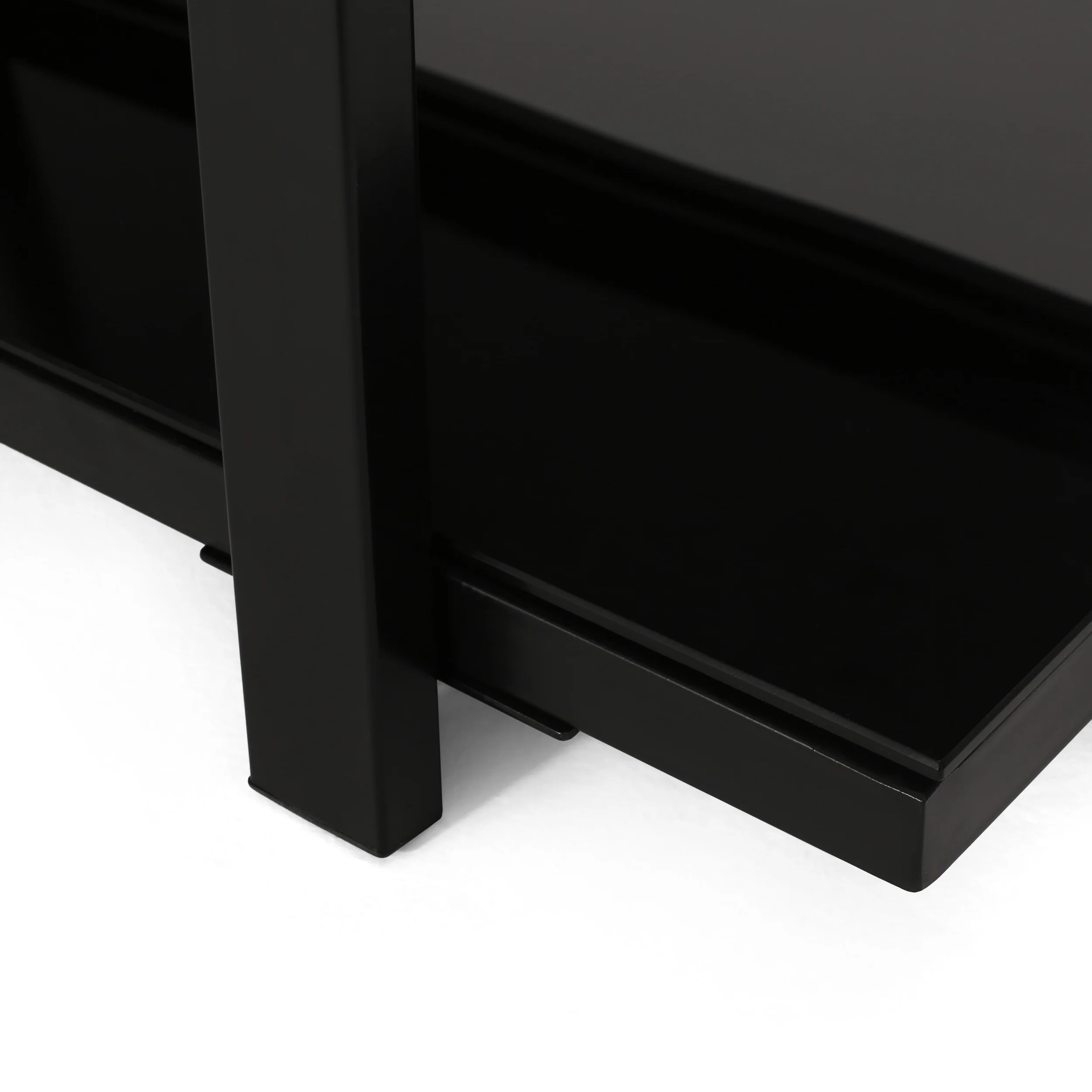 Tilley Modern Glass Top Coffee Table with Shelf, Black - furnishings