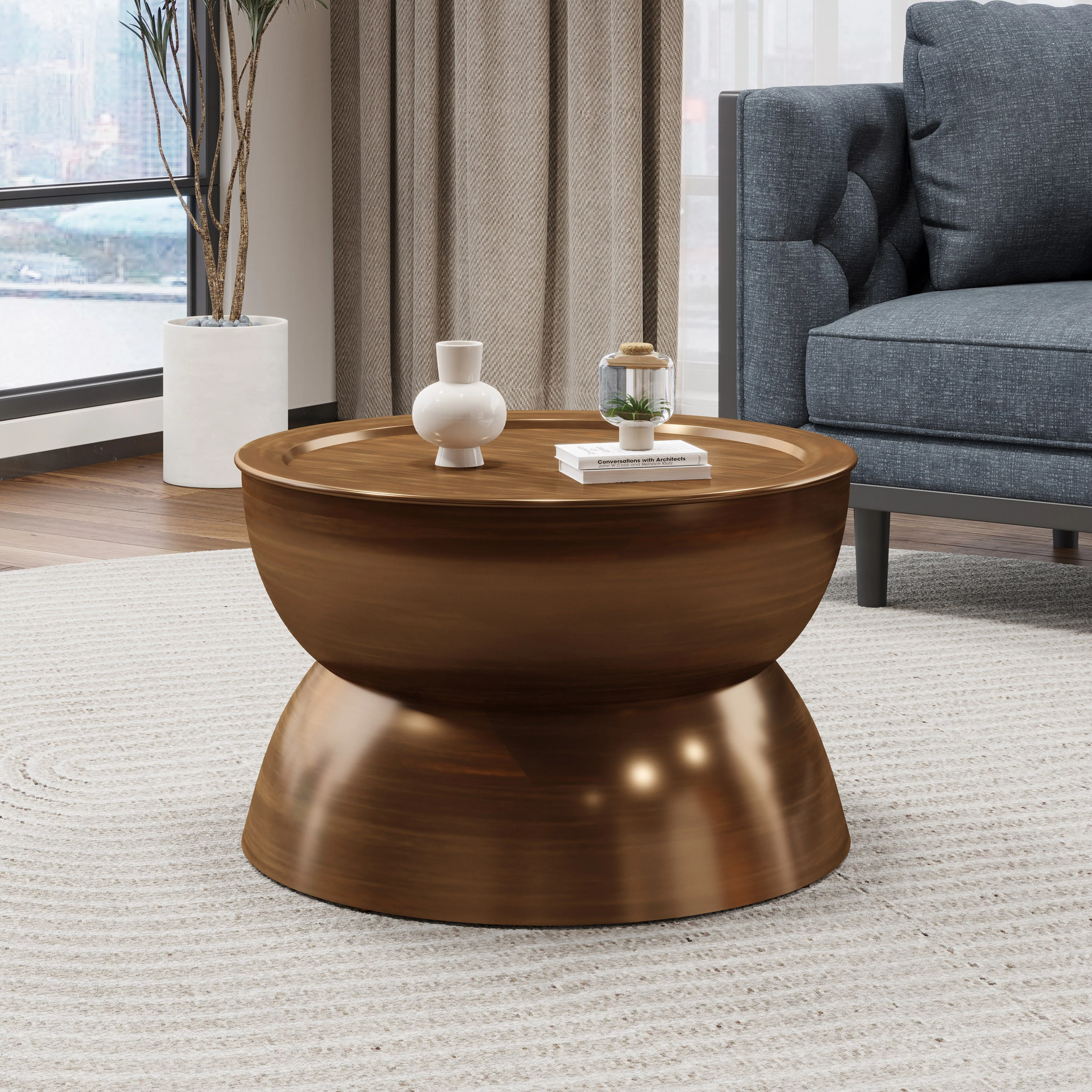 Sparling Modern Iron Hourglass Coffee Table - furnishings