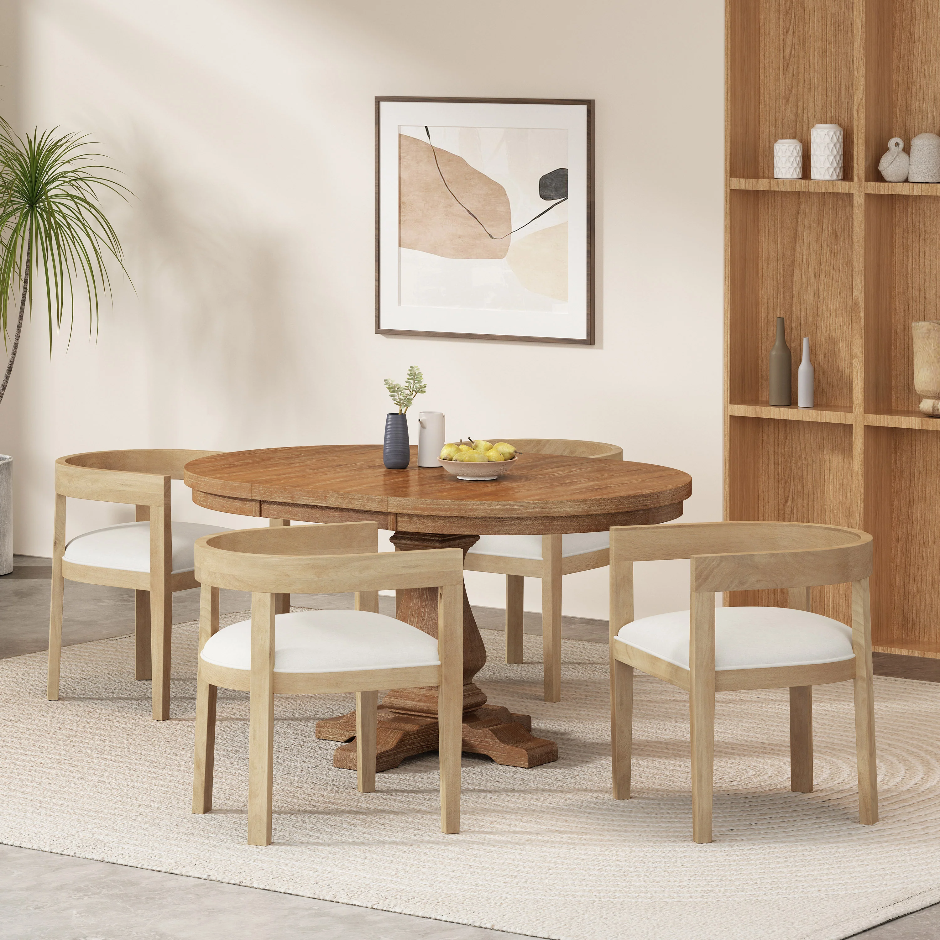 Ladieu Fabric Upholstered Wood 5 Piece Dining Set - furnishings