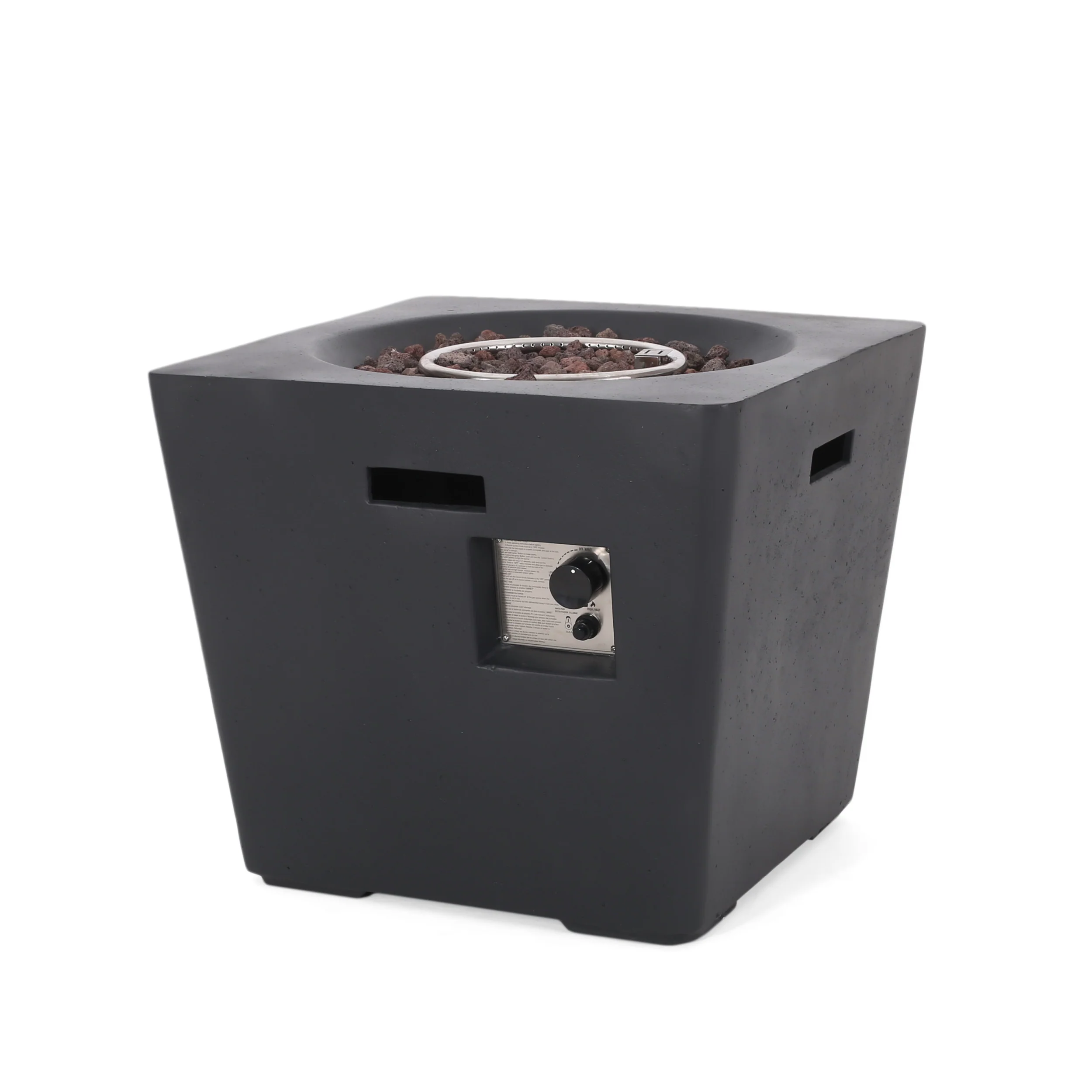 Arianna Outdoor 40,000 BTU Lightweight Concrete Square Fire Pit, Dark Gray - furnishings