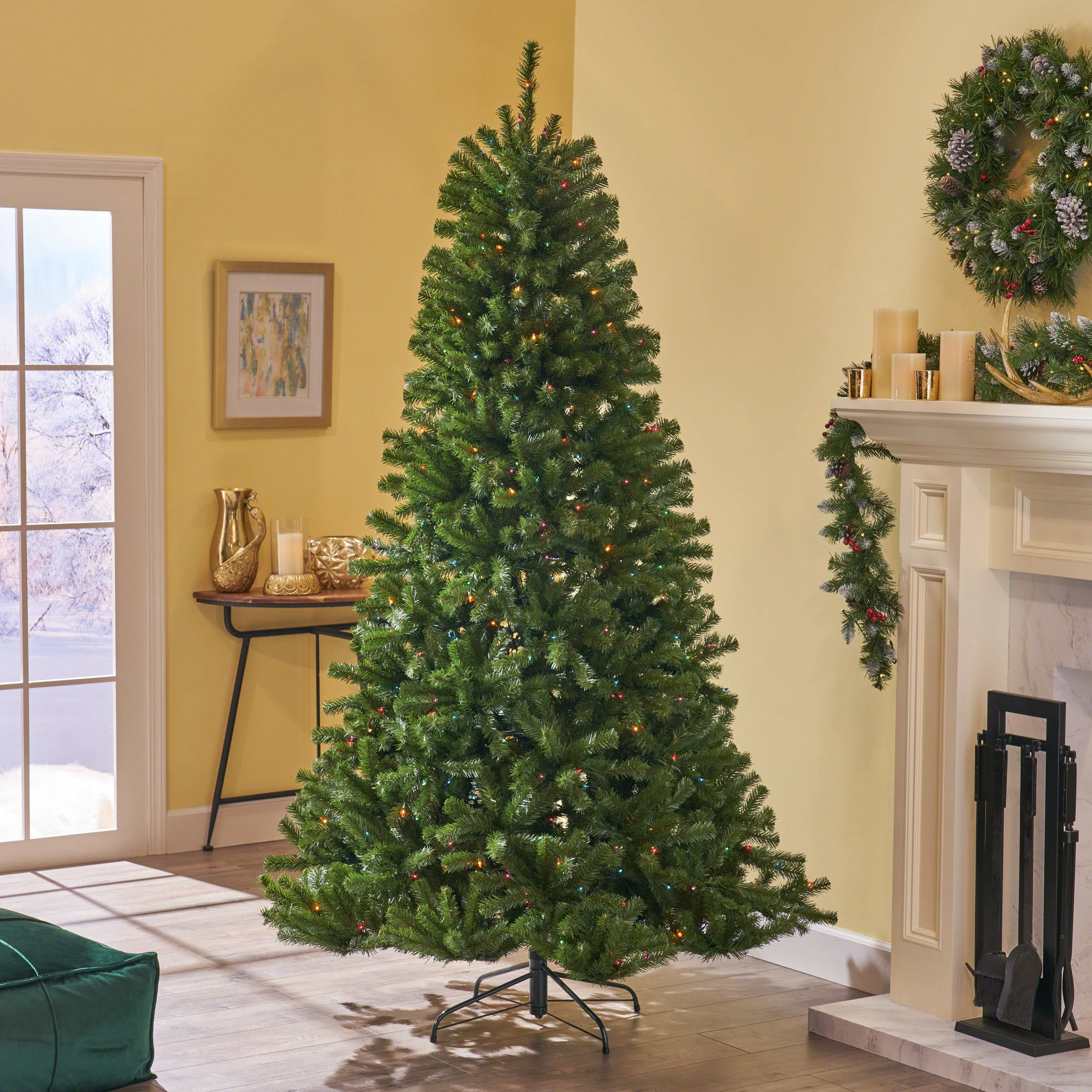 7-foot Noble Fir Hinged Artificial Christmas Tree - furnishings