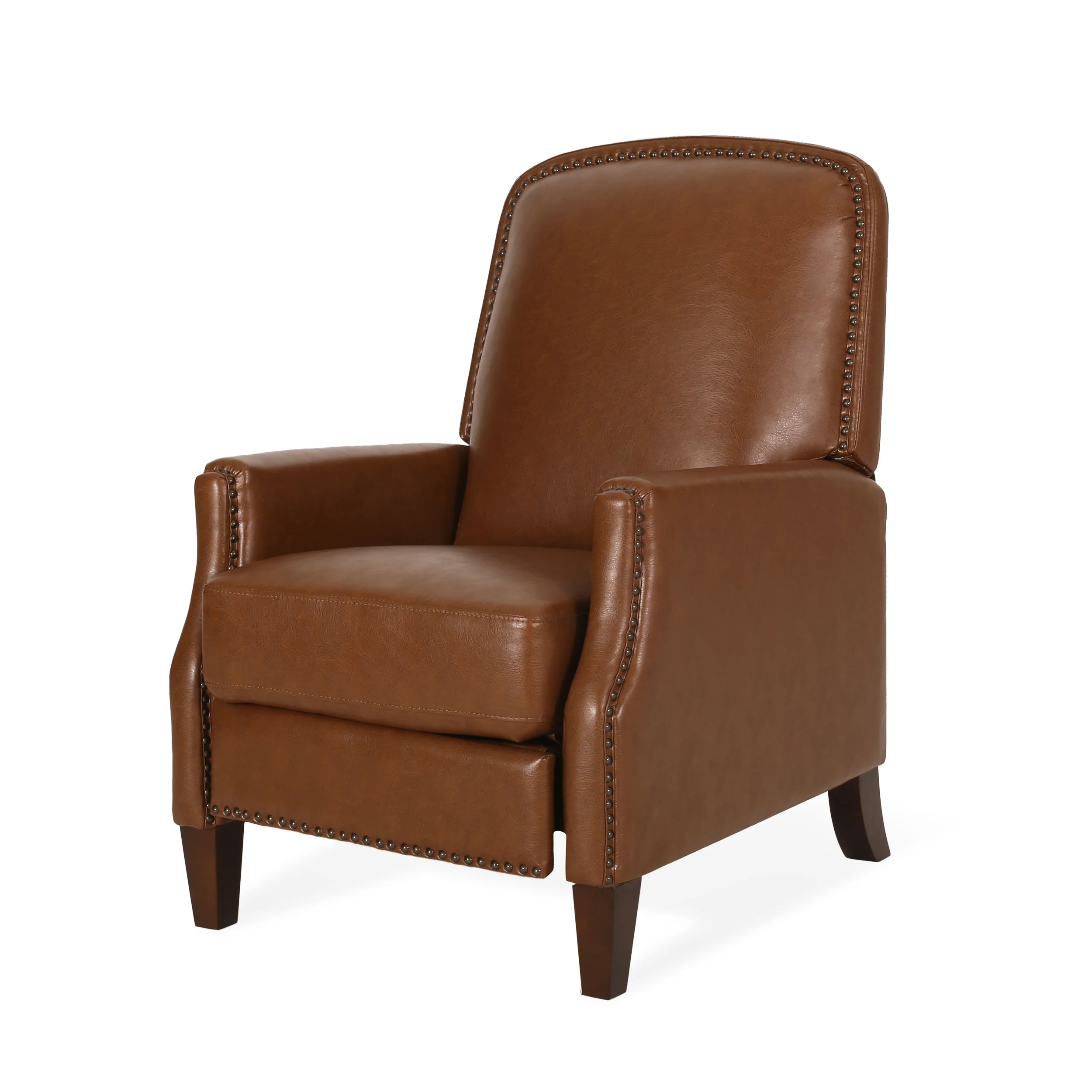 Breu Contemporary Upholstered Pushback Recliner with Nailhead Trim - furnishings