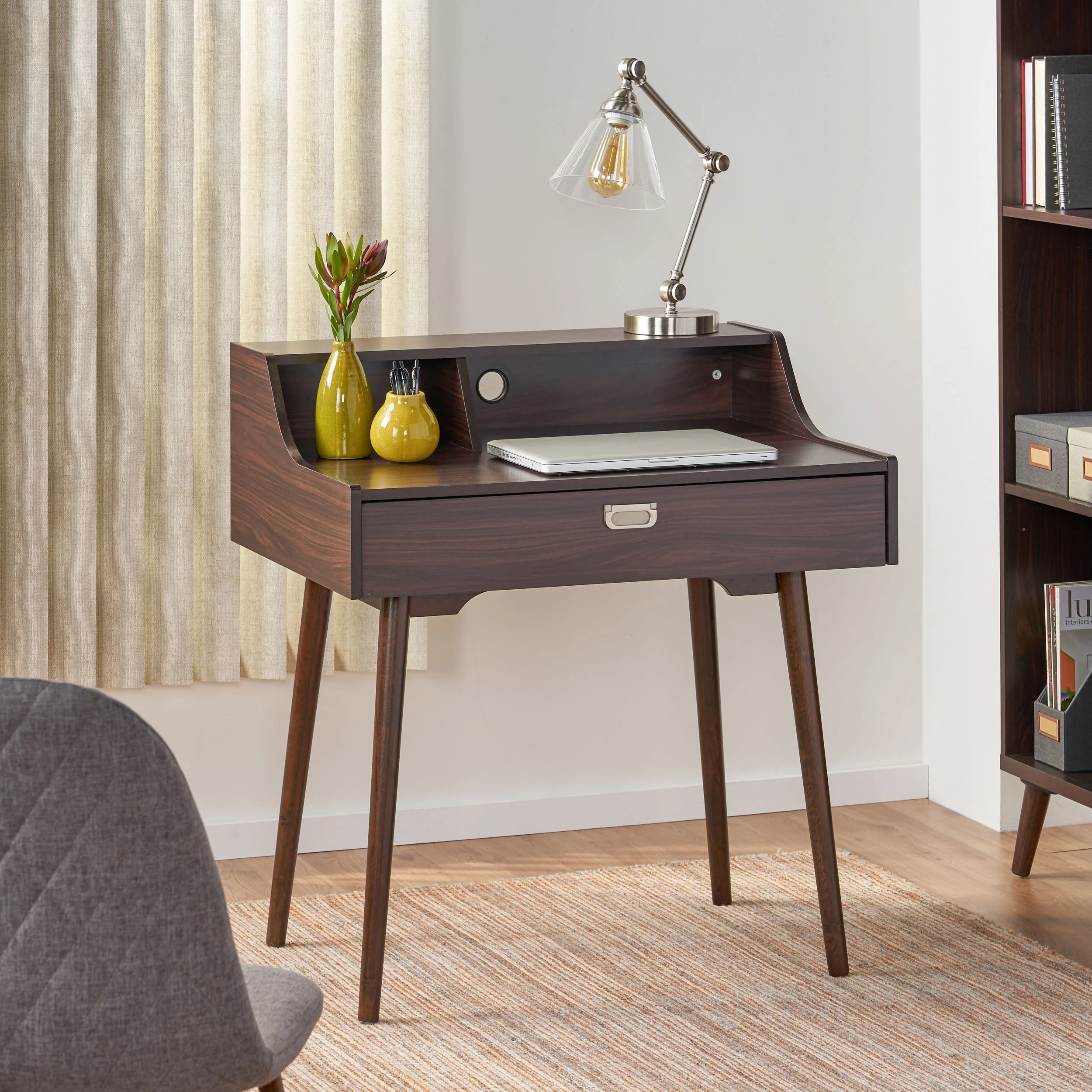 Elyse Mid Century Modern Finished Fiberboard Home Office Desk - furnishings