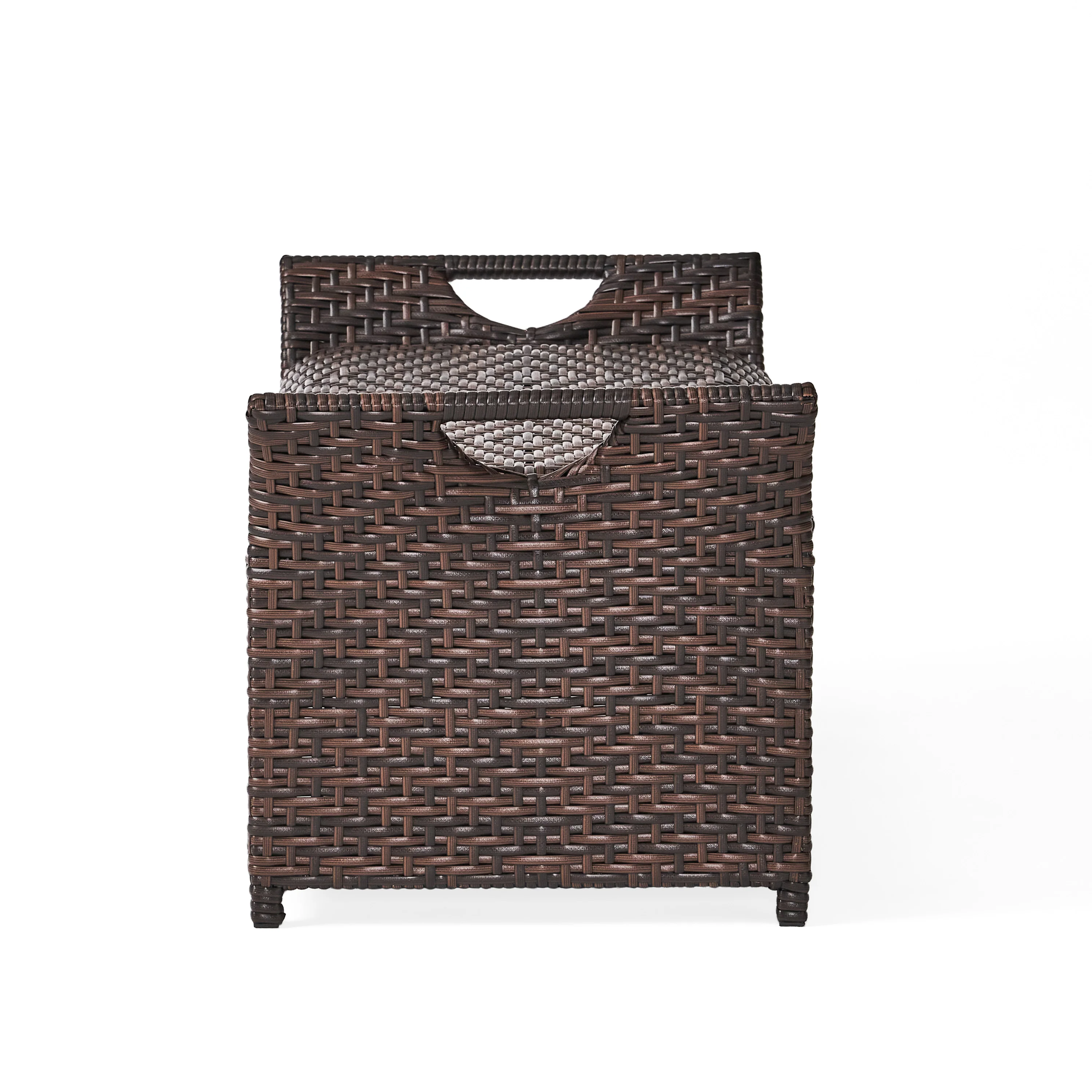 Izidora Outdoor Brown Wicker Storage Ottoman - furnbro