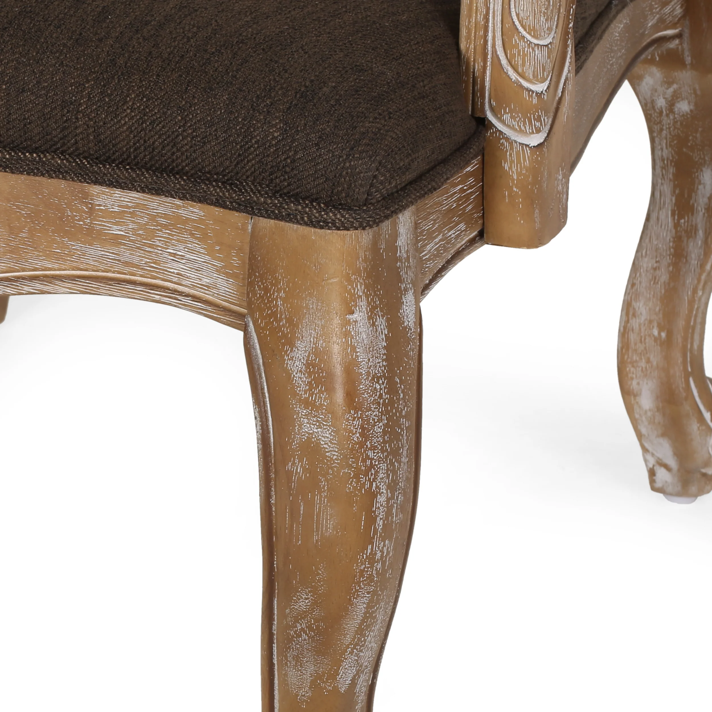 Absaroka French Country Fabric Upholstered Wood and Cane 5 Piece Circular Dining Set - furnishings