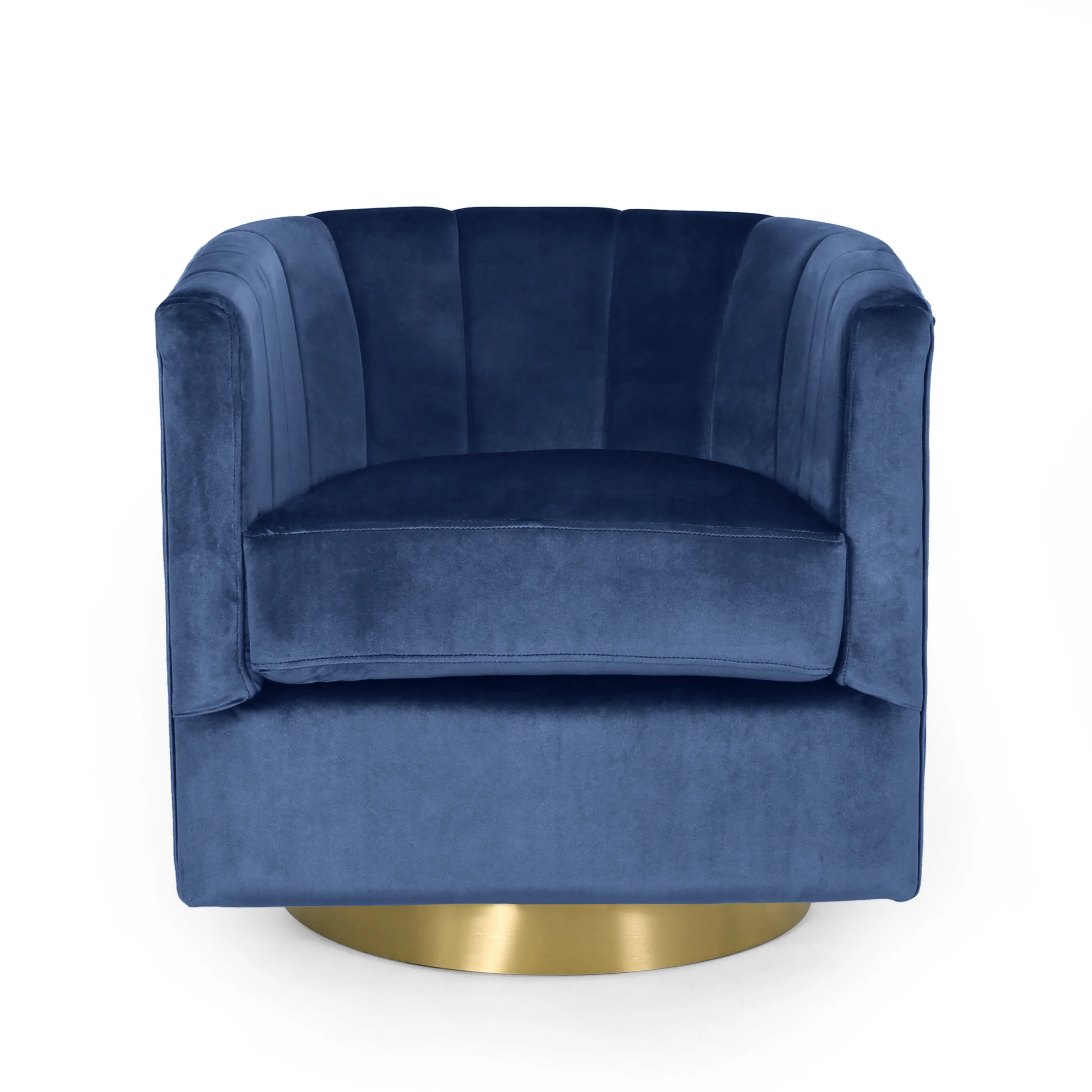 Blairmont Modern Glam Channel Stitch Velvet Swivel Club Chair - furnishings