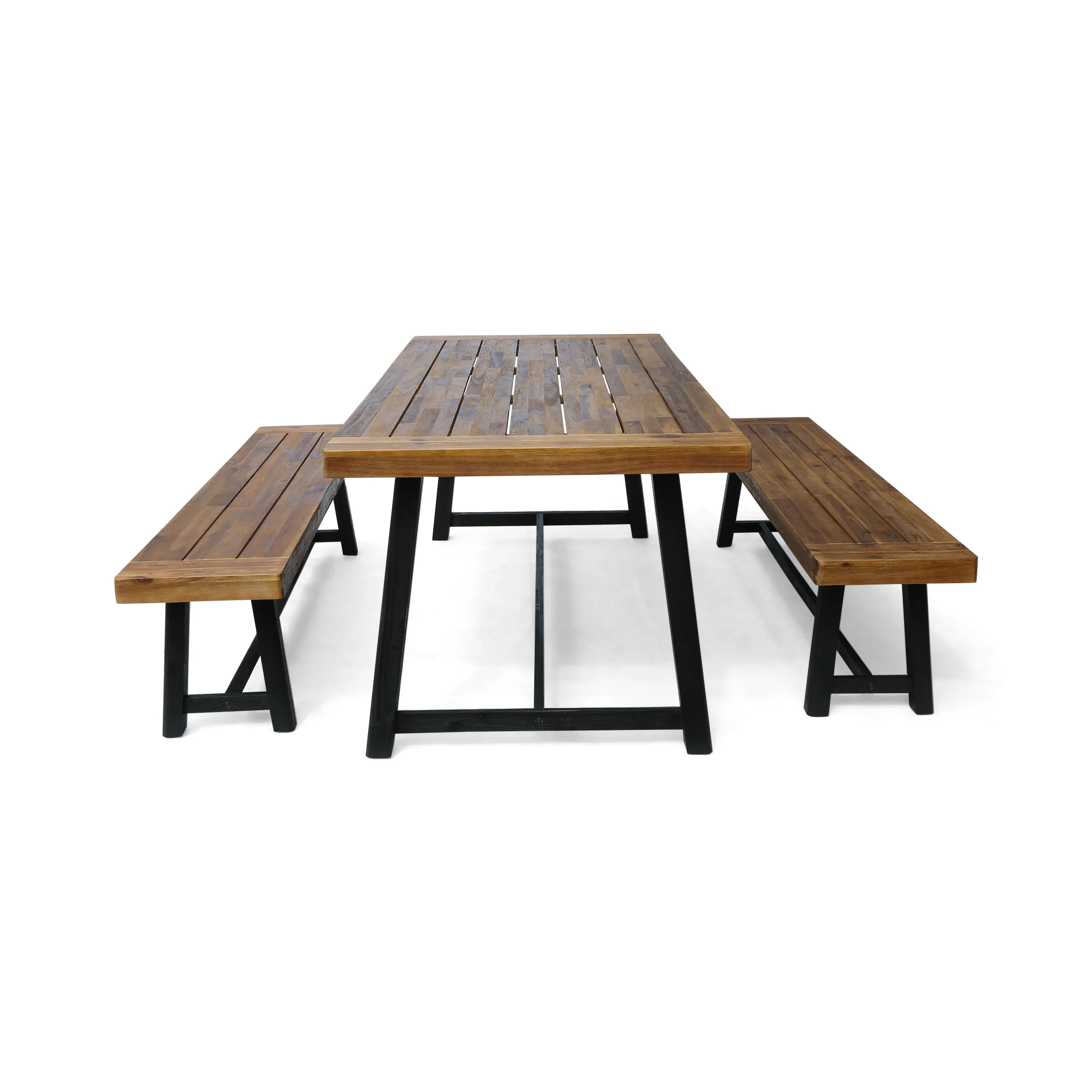 Weir Outdoor Acacia Wood Picnic Set - furnishings