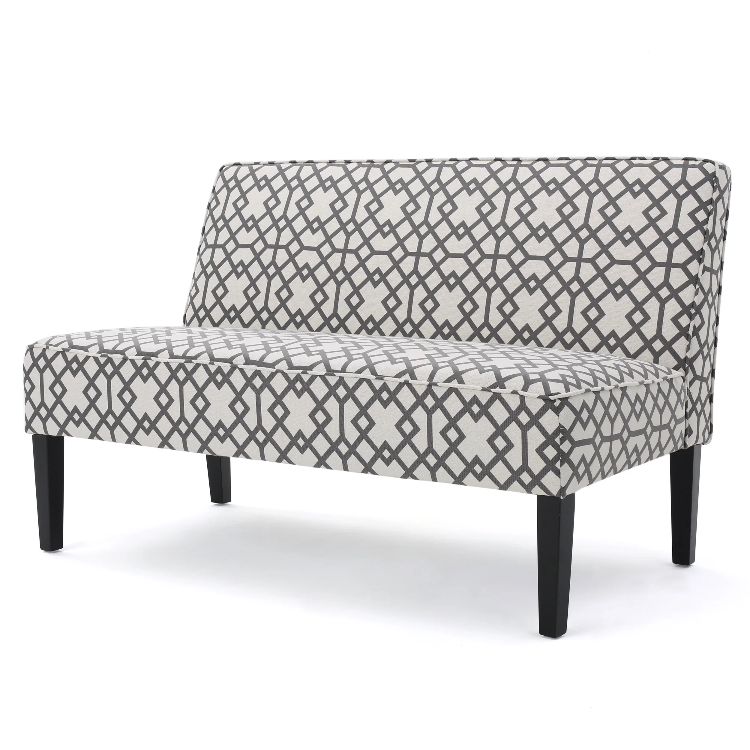 Charlotte Grey Geometric Patterned Fabric Settee - furnishings
