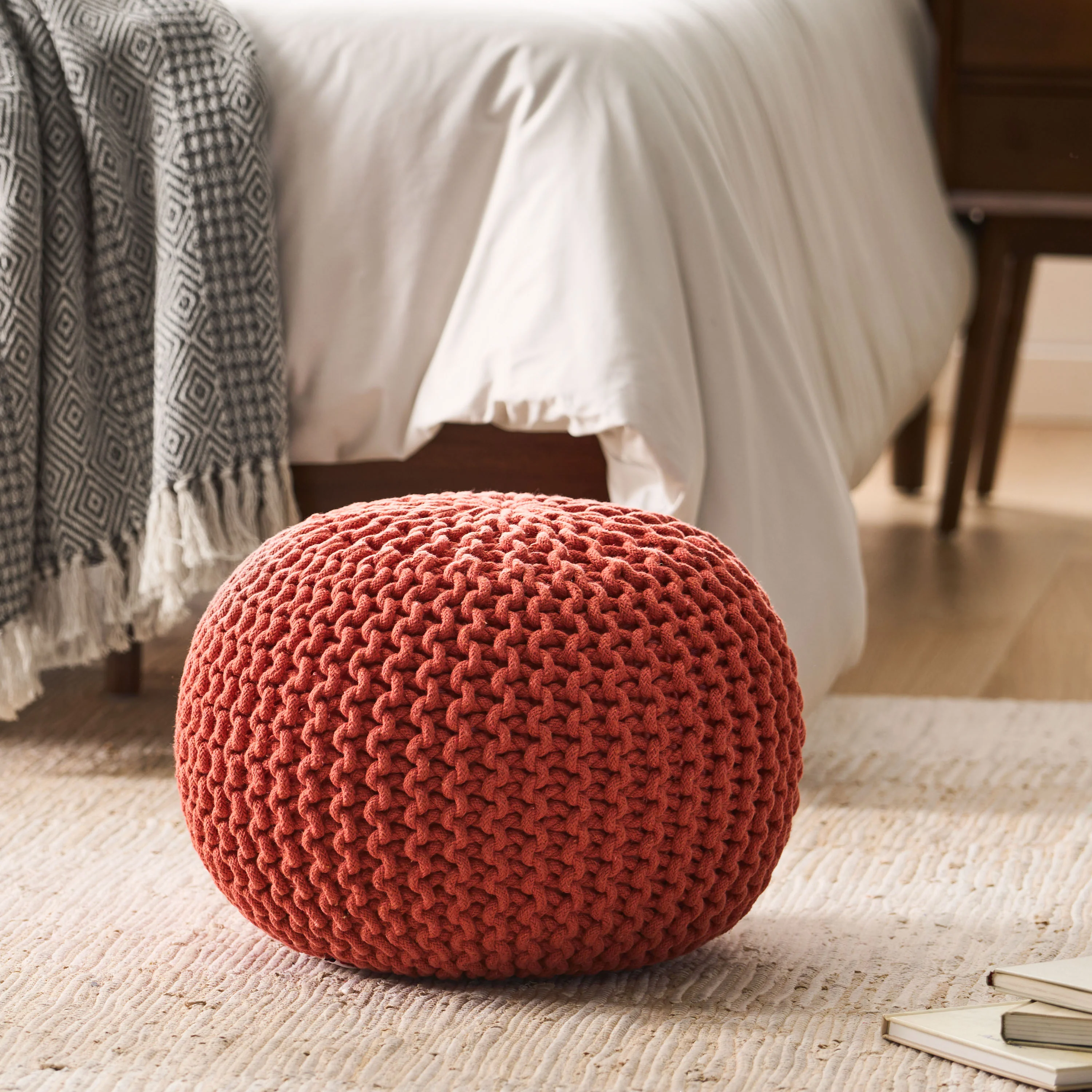 Poona Handcrafted Modern Cotton Pouf - furnishings