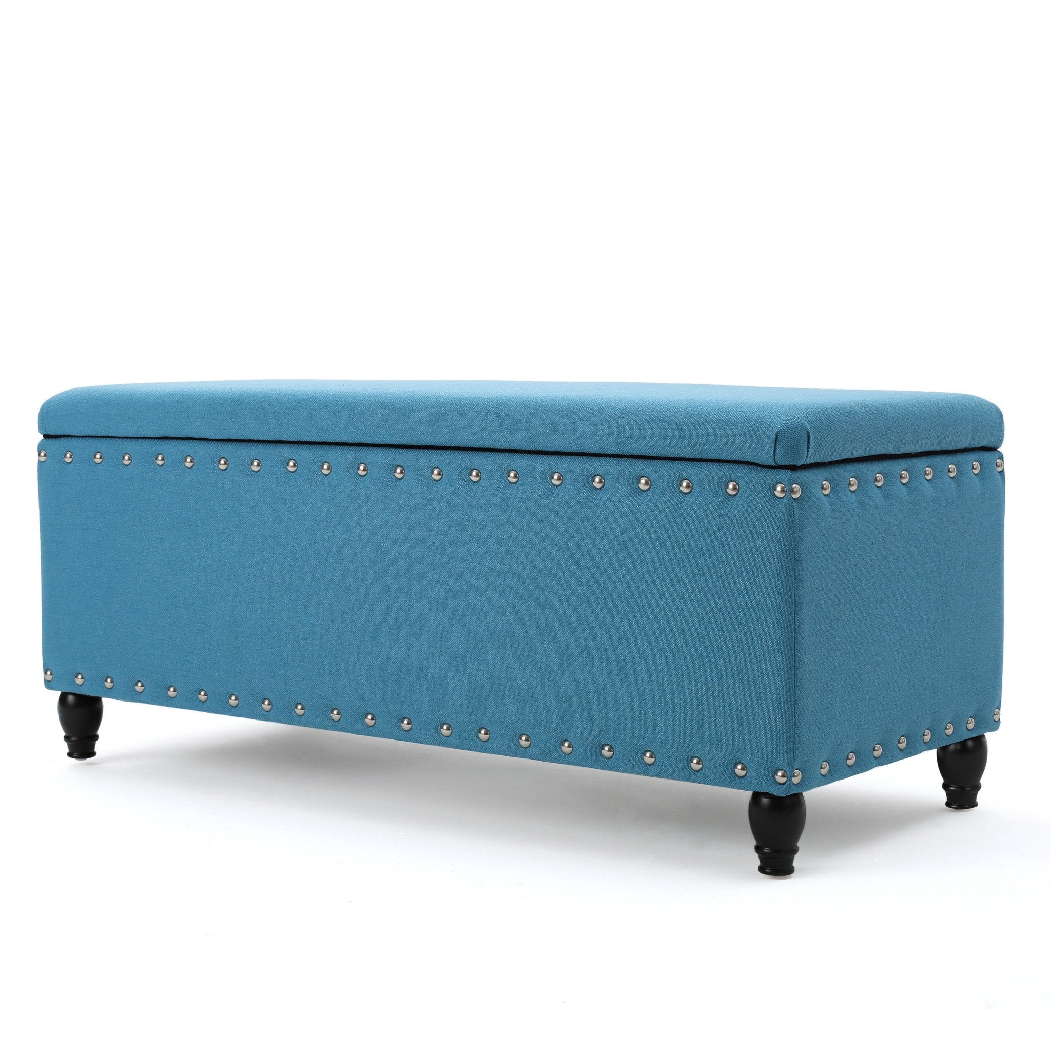 Tatiana Contemporary Fabric Storage Ottoman with Nailhead Trim - furnishings
