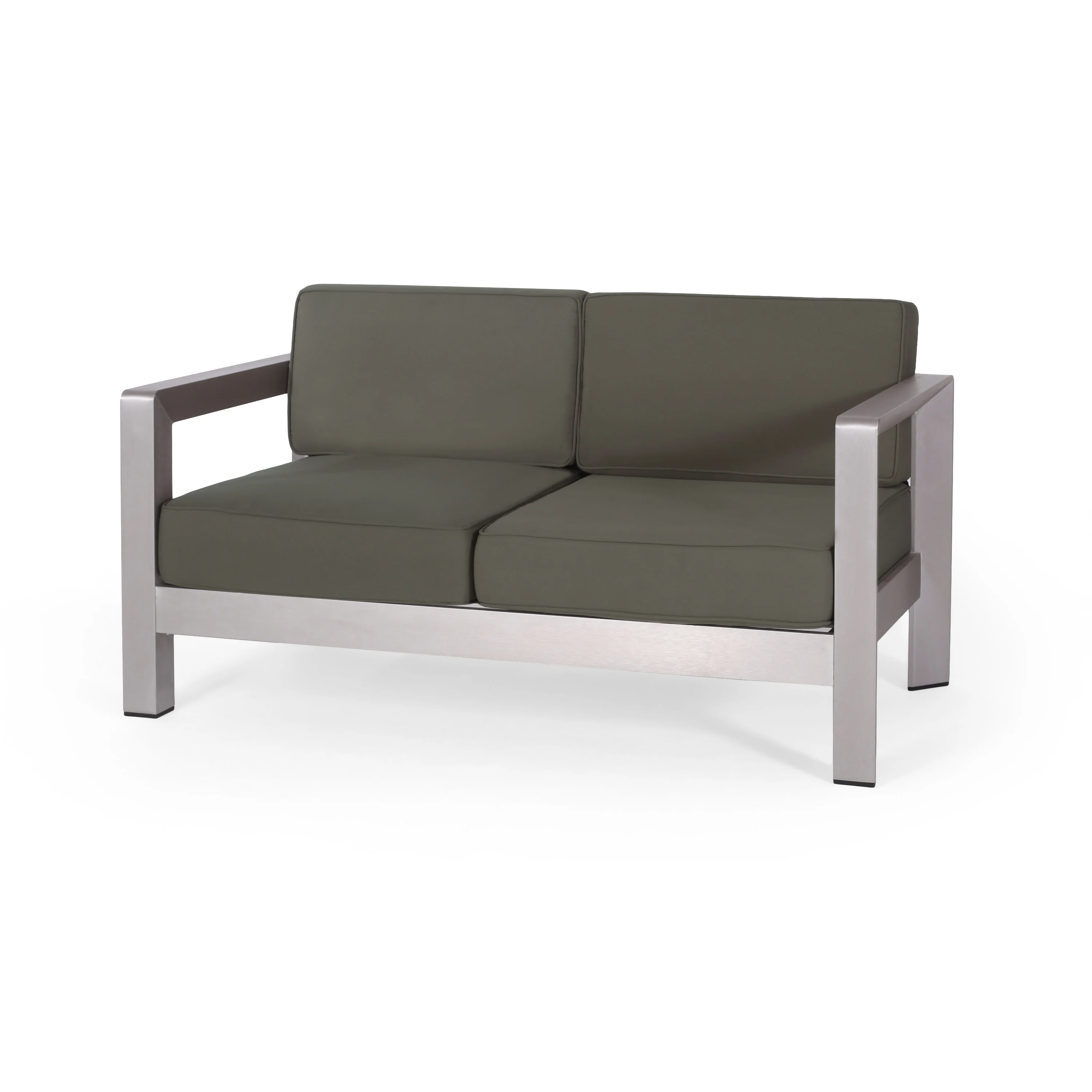 Alec Outdoor Aluminum Loveseat with Cushions - furnishings