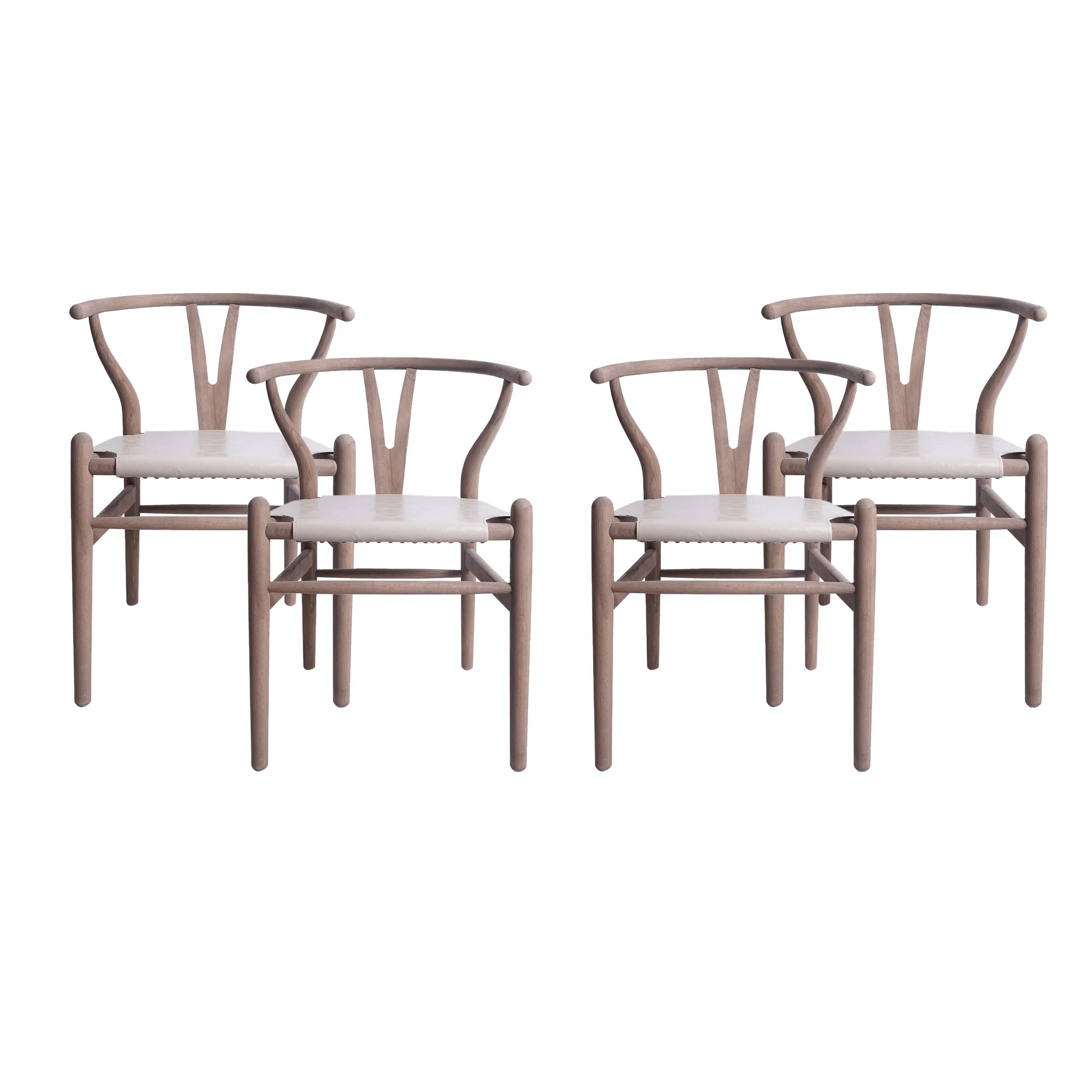 Quince Mid Century Boho Ash Wood Dining Chairs, Set of 4 - furnishings
